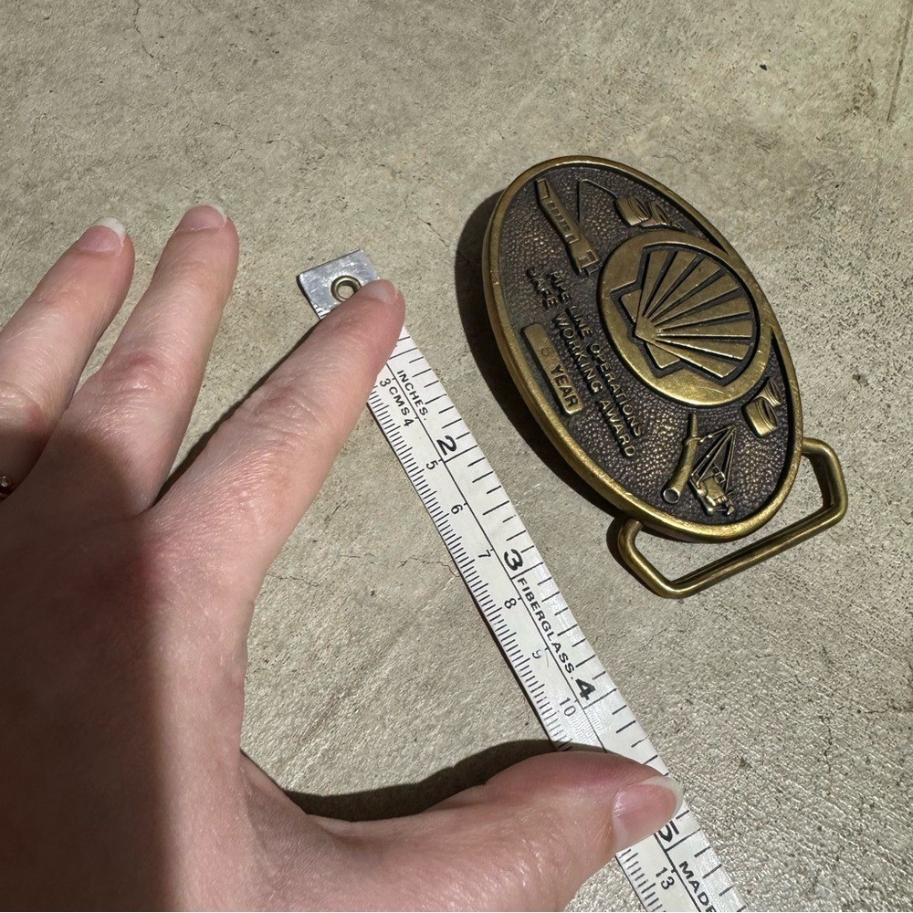 Shell Pipeline Safety Belt Buckle Solid Brass Vintage Metal Western Festival