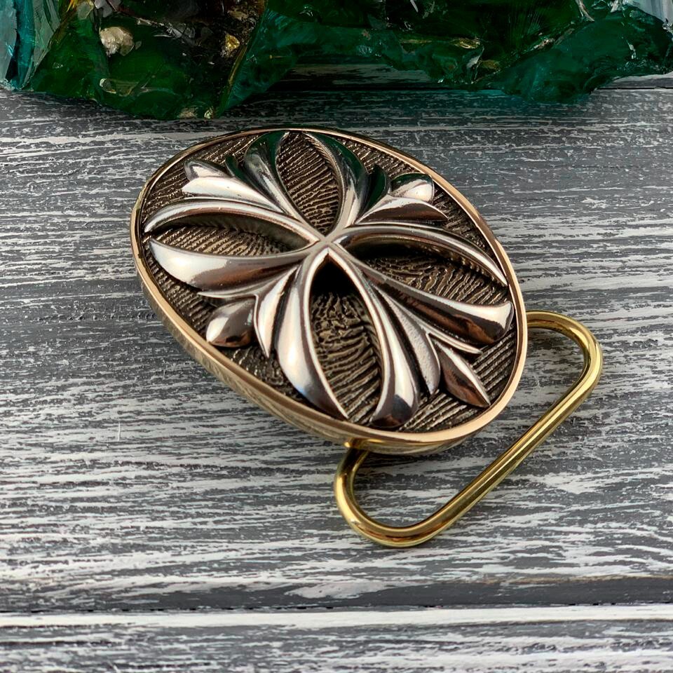 Belt buckle brass, sterling silver 925, Maltese cross, Cross buckle