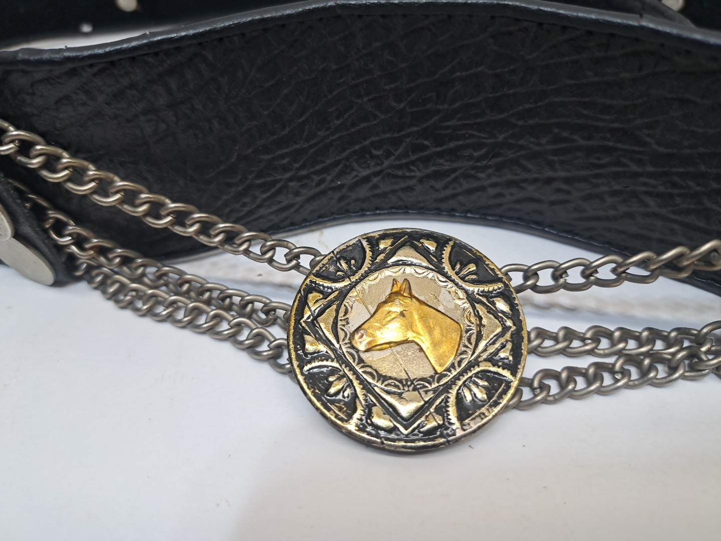 VTG ARGENTINIAN GAUCHO COWBOY MOTORCYCLE KIDNEY LEATHER HORSE COIN BELT 34-38 In