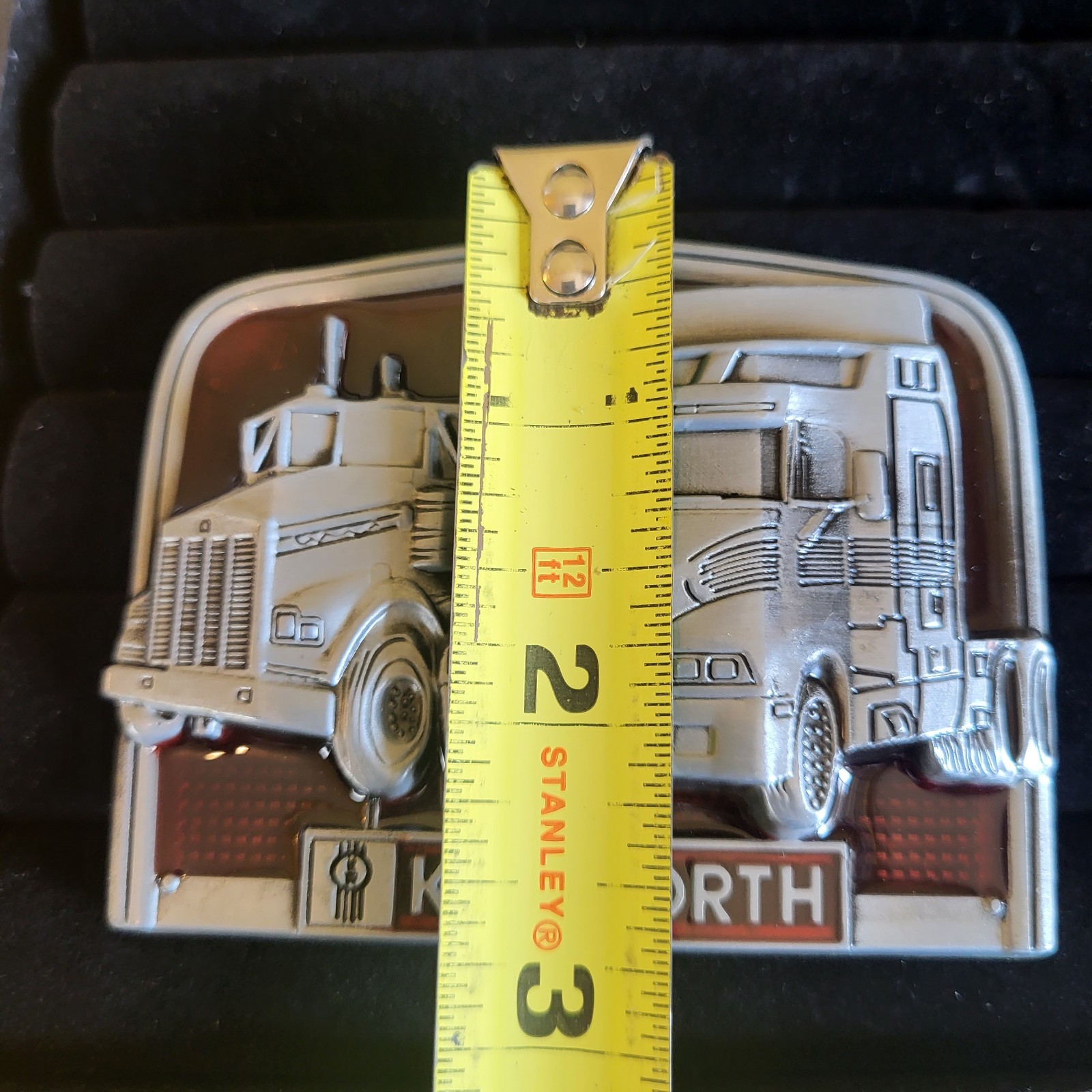 Kenworth Belt Buckle Metal & Red Enamel Finish Trucker Transportation Diesel
