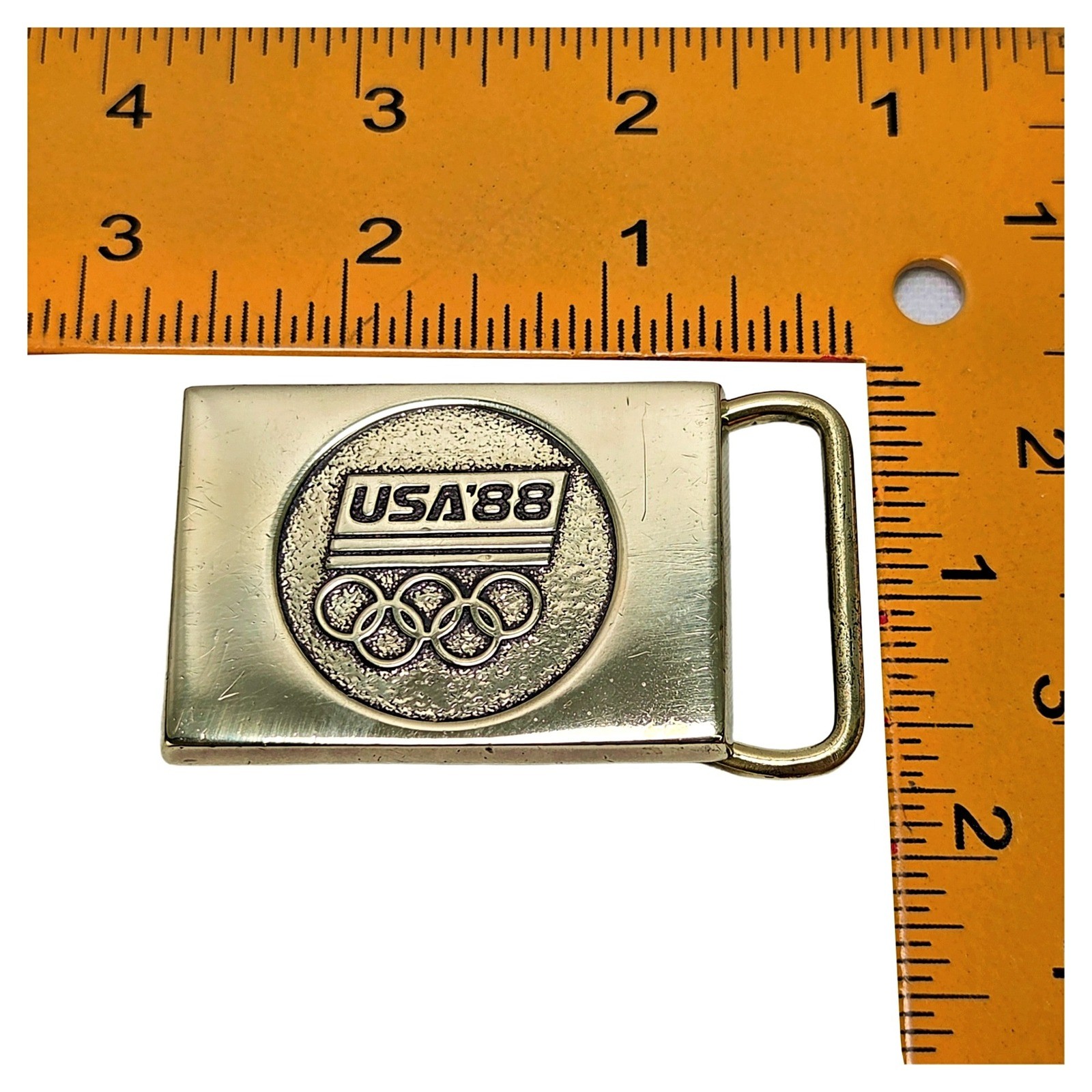 Vintage 1988 USA Olympic Games Solid Brass Belt Buckle BTS Collectible Accessory