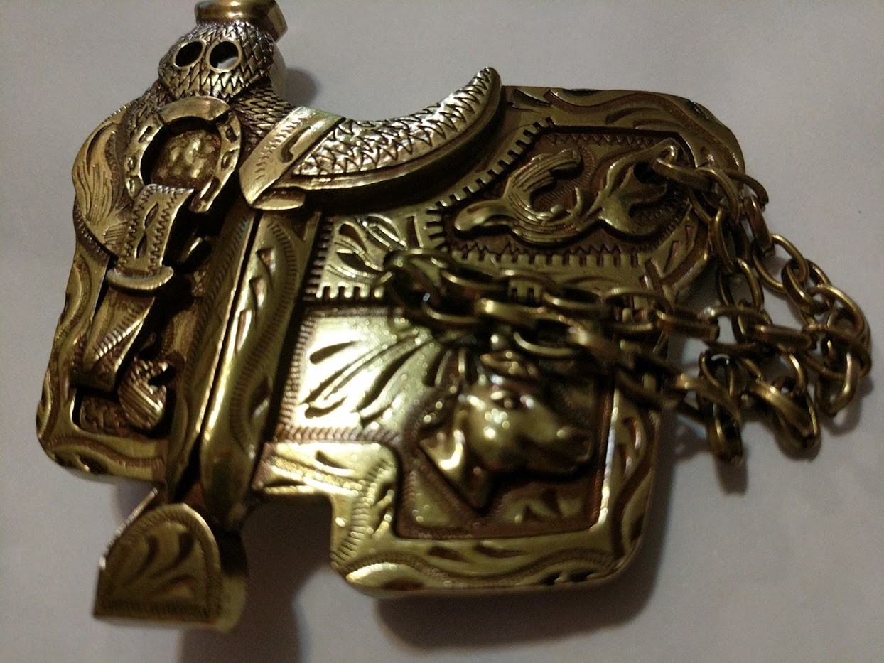 ✖ WESTERN Steer Saddle Cowboy Rodeo Style ✖ Belt Buckle Buck ✖ Gold / bronze USA