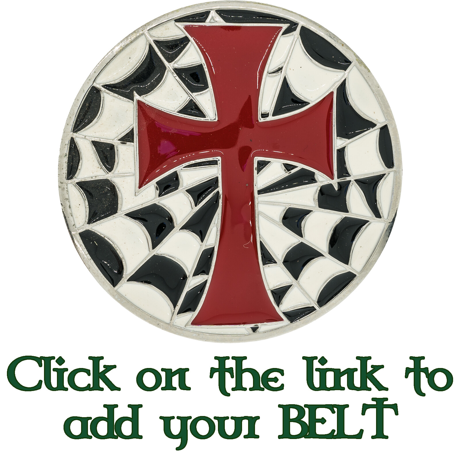 Cross & Spiderweb Belt & Buckle Metal Biker Gothic Heraldic Crucifix