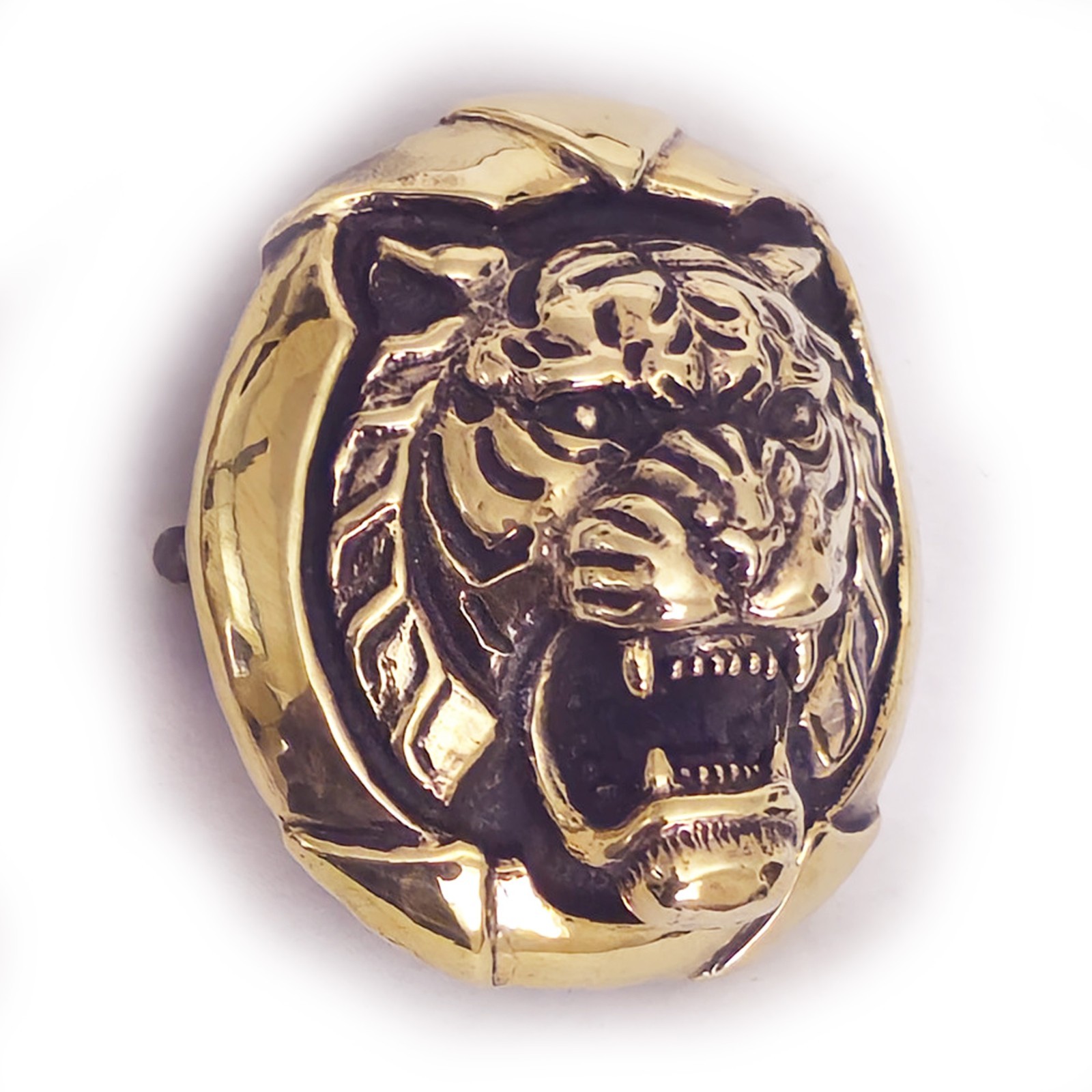 Tiger Angry Head Brass Belt Buckle