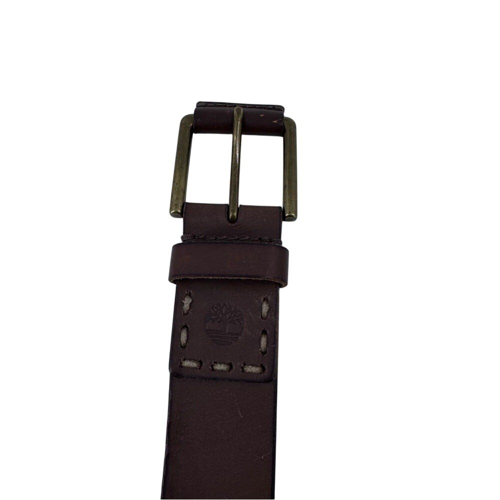 Timberland Genuine Leather Belt with gold Buckle – Brown Size 36