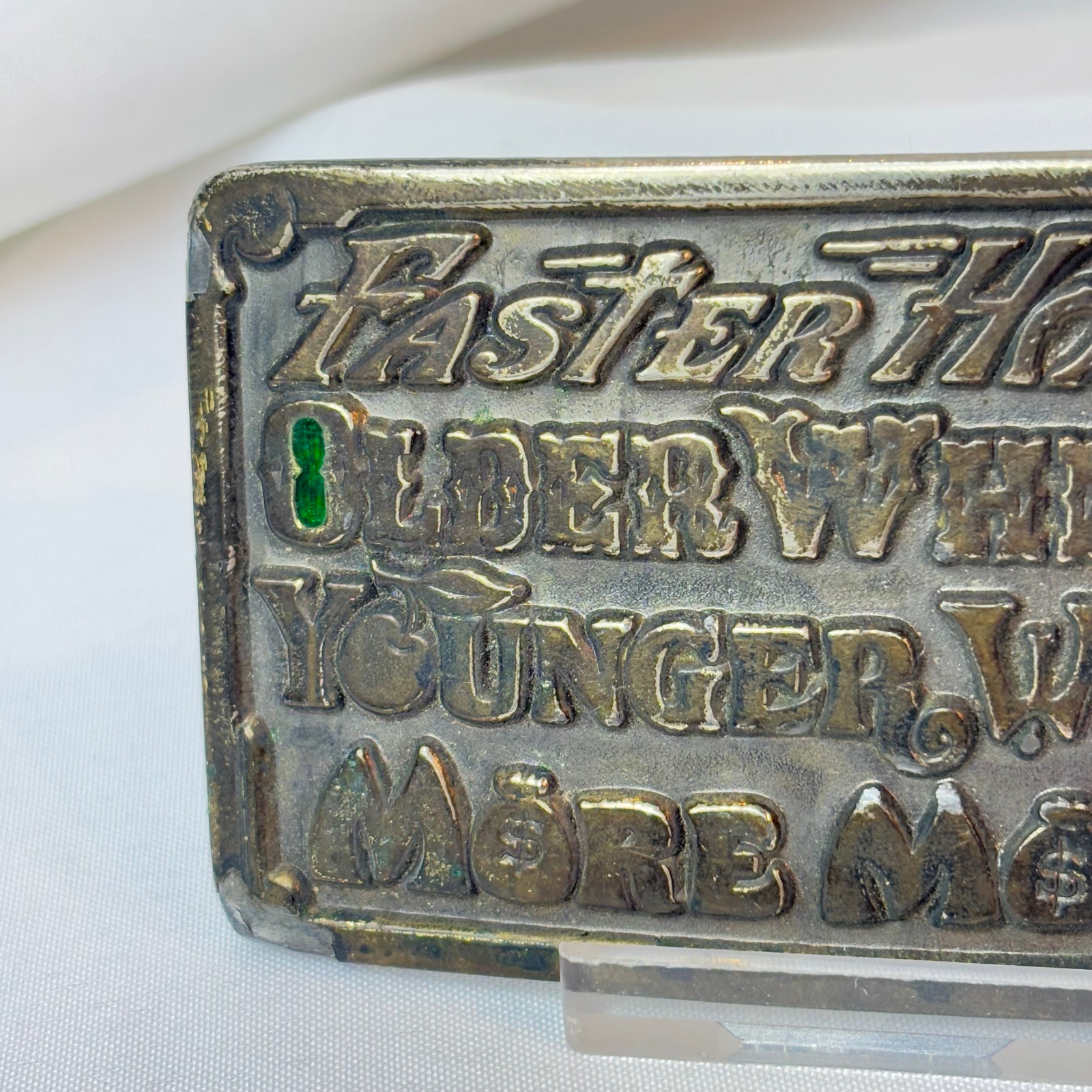 1977 Great American Buckle Co Belt Buckle Faster Older Younger More #750