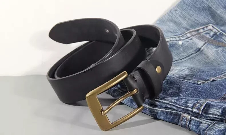 Vintage Luxury Handmade Leather Copper Buckle Man&rsquo;s Belt Cinturon Gotico Cowhide