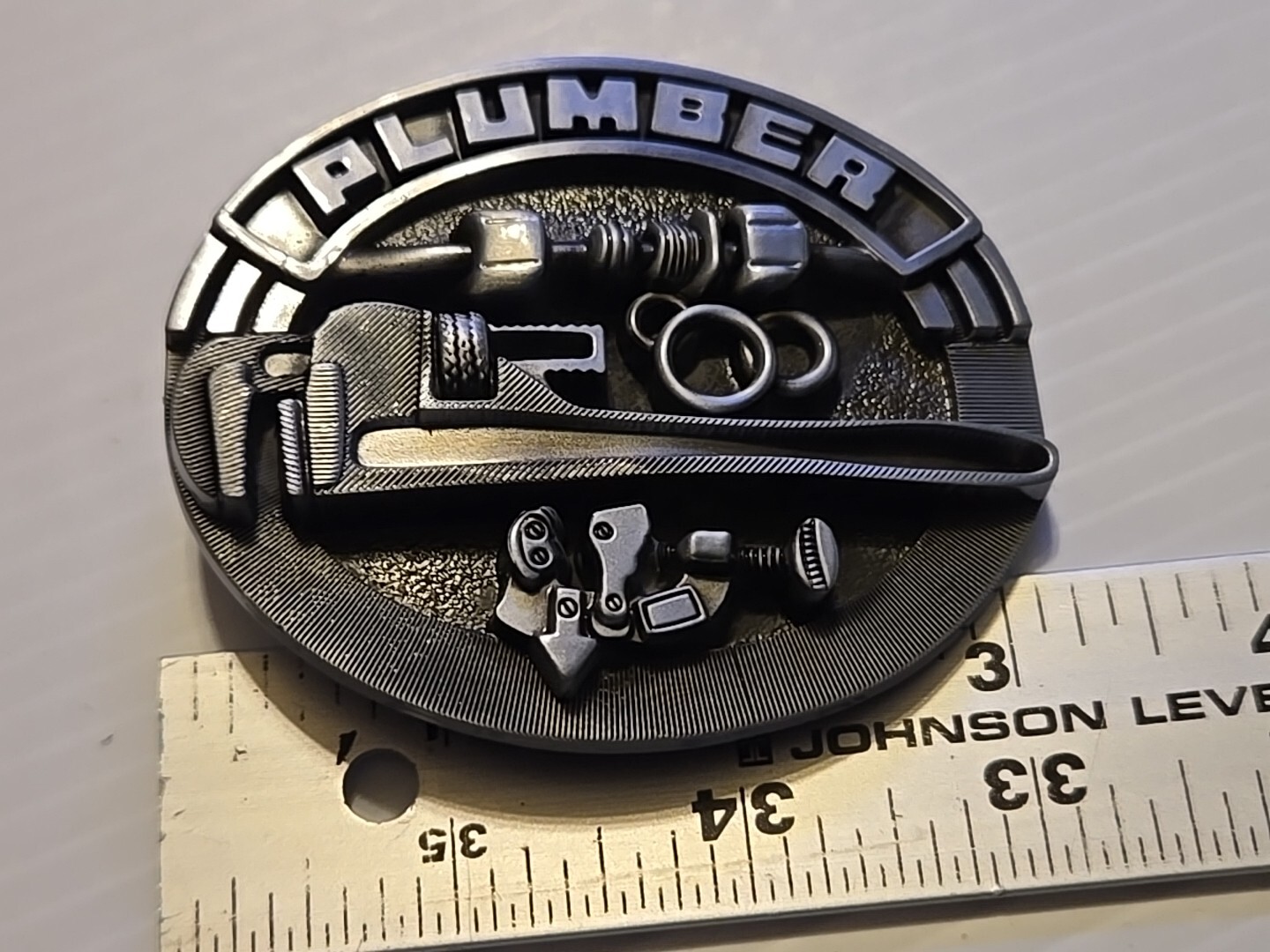 PROFESSIONAL PLUMBER PIPE WRENCH Metal Belt Buckle