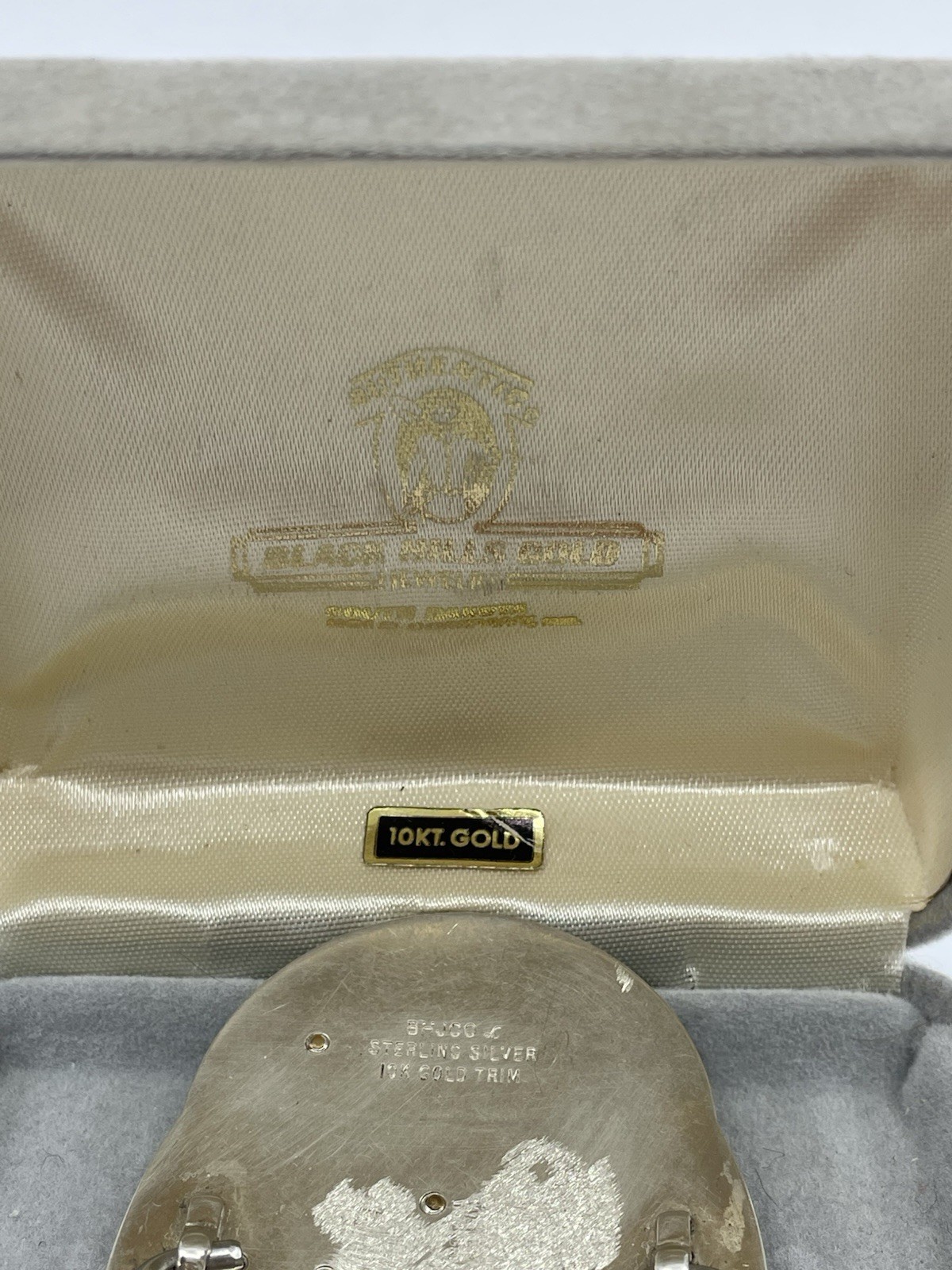 Hand Engraved BHJ CO. Sterling and 10k multi color gold Belt buckle Used