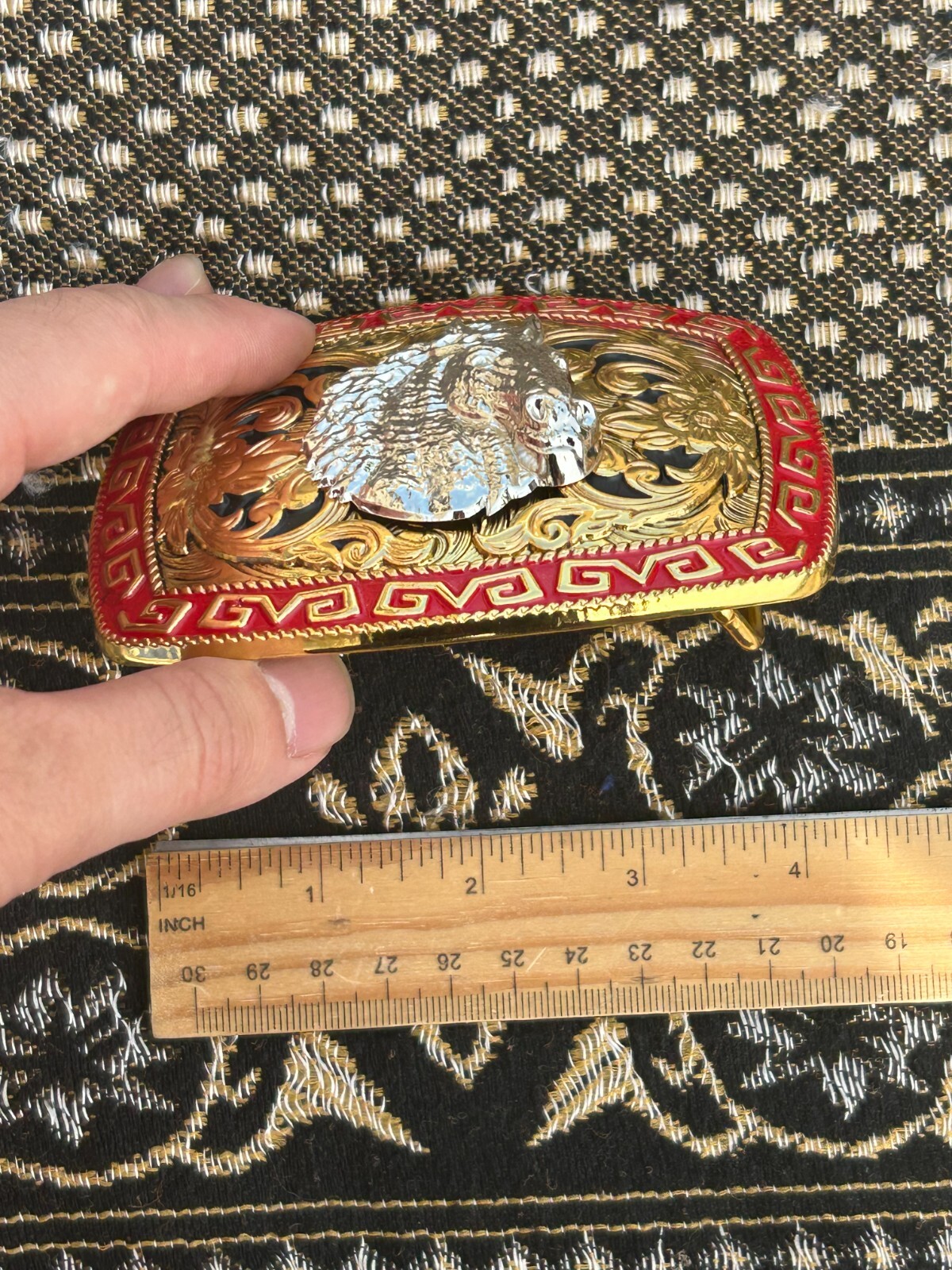 Western Buckle Gold Silver Red Horse Head Buckle Cowboy 2 » Hebillas Vaqueras