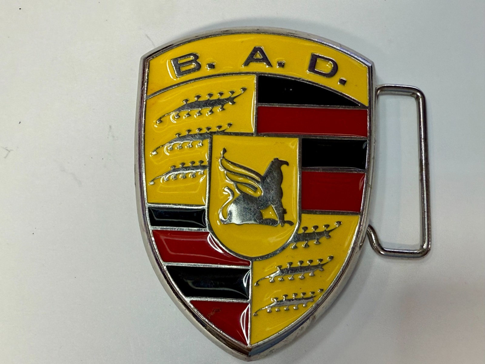 BAD B.A.D. Motor Company 1948 Belt Buckle Dragon Crest Shield Belt Buckle