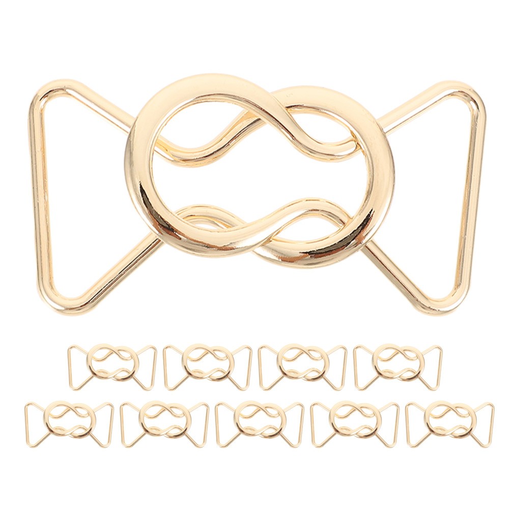 10 Pairs Elegant Golden Alloy Suspender Buckles Waistband Replacement Fasteners