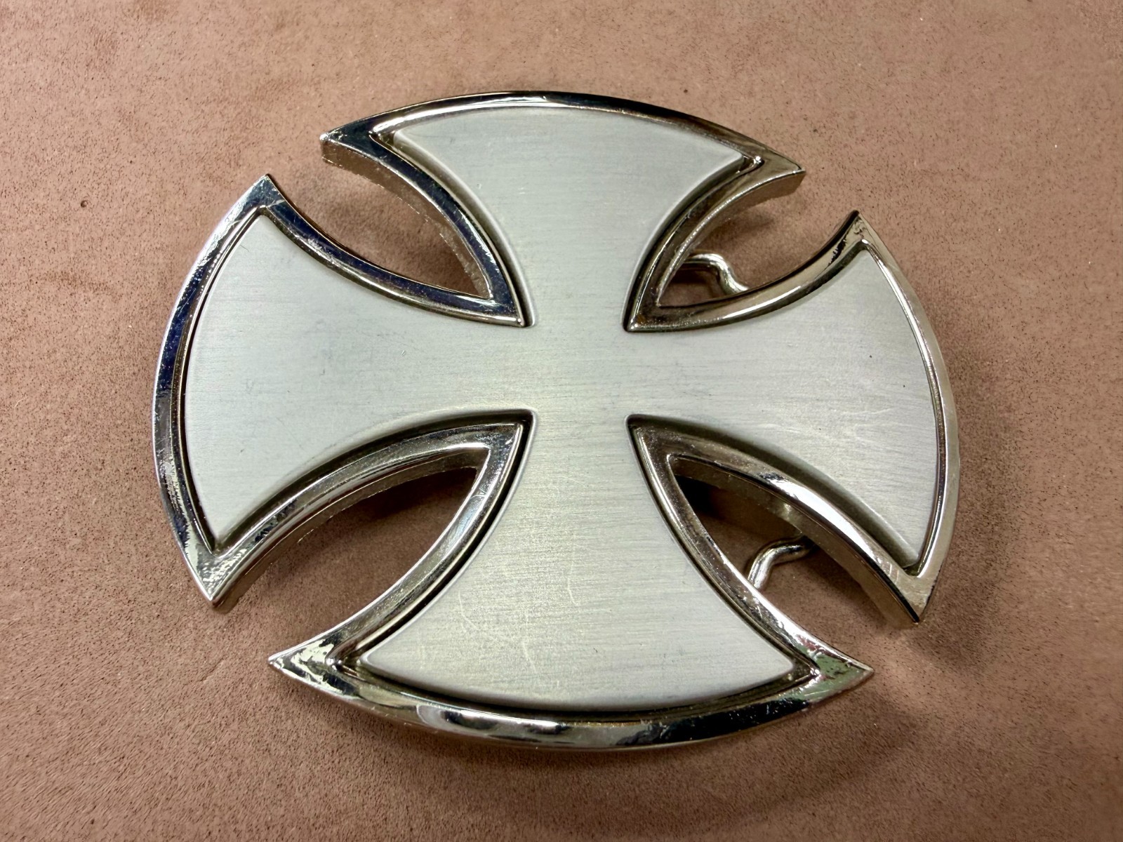 Maltese Celtic Iron Cross Gothic Punk Biker Vibe Cutout Silver Tone Belt Buckle