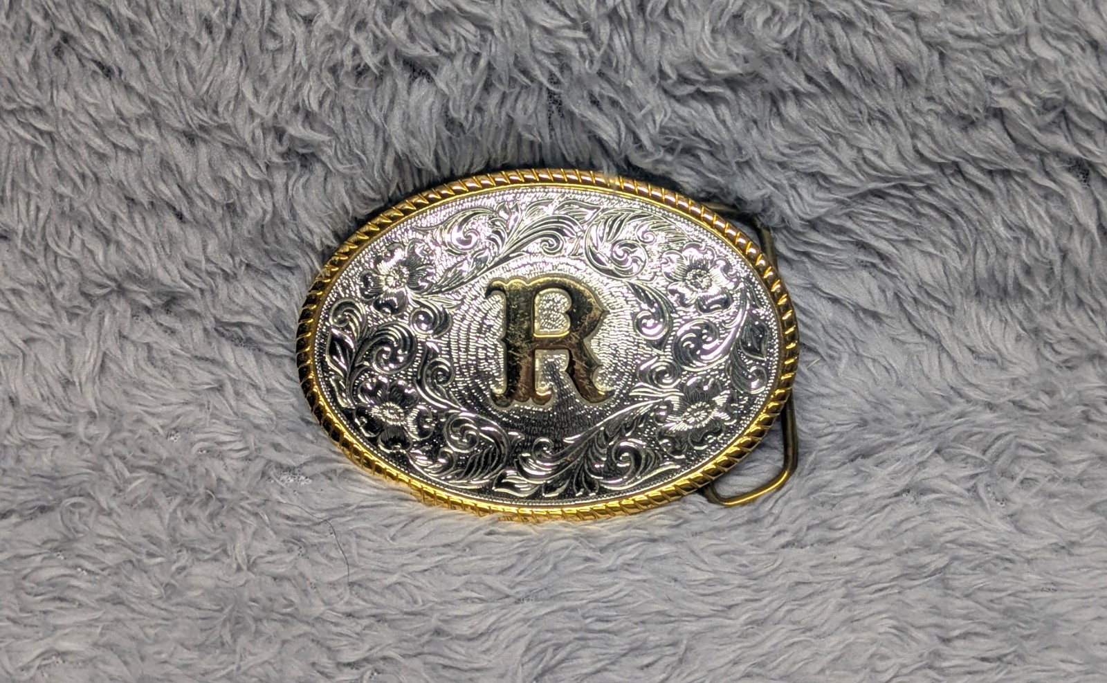 Heritage Collection Western Belt Buckle Gold Silver Tone « R » Initial