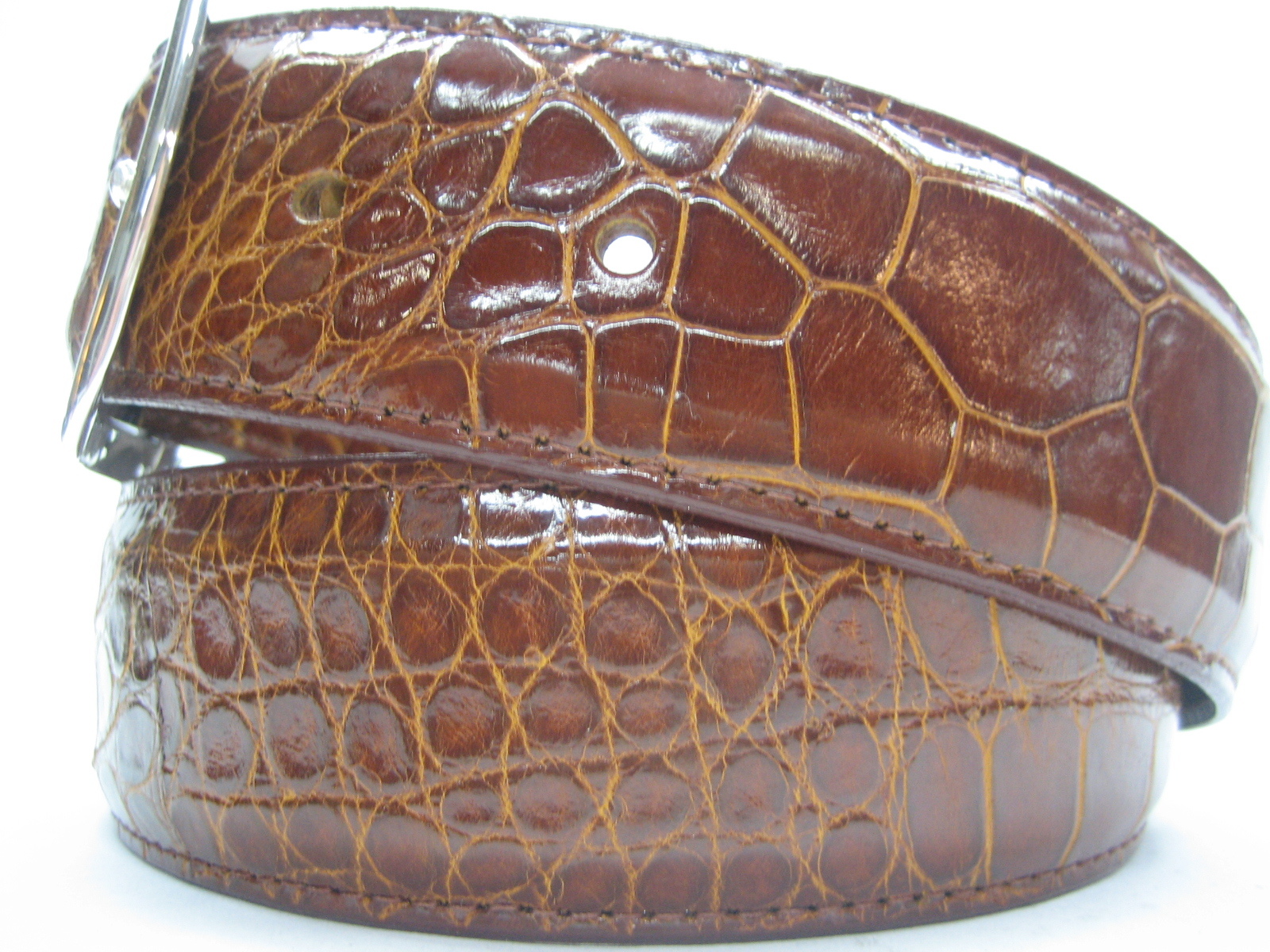 Sterling 925 buckle 1.5&Prime; Genuine Alligator belt sizes 32 to 44 SHANTPETER U.S.A.