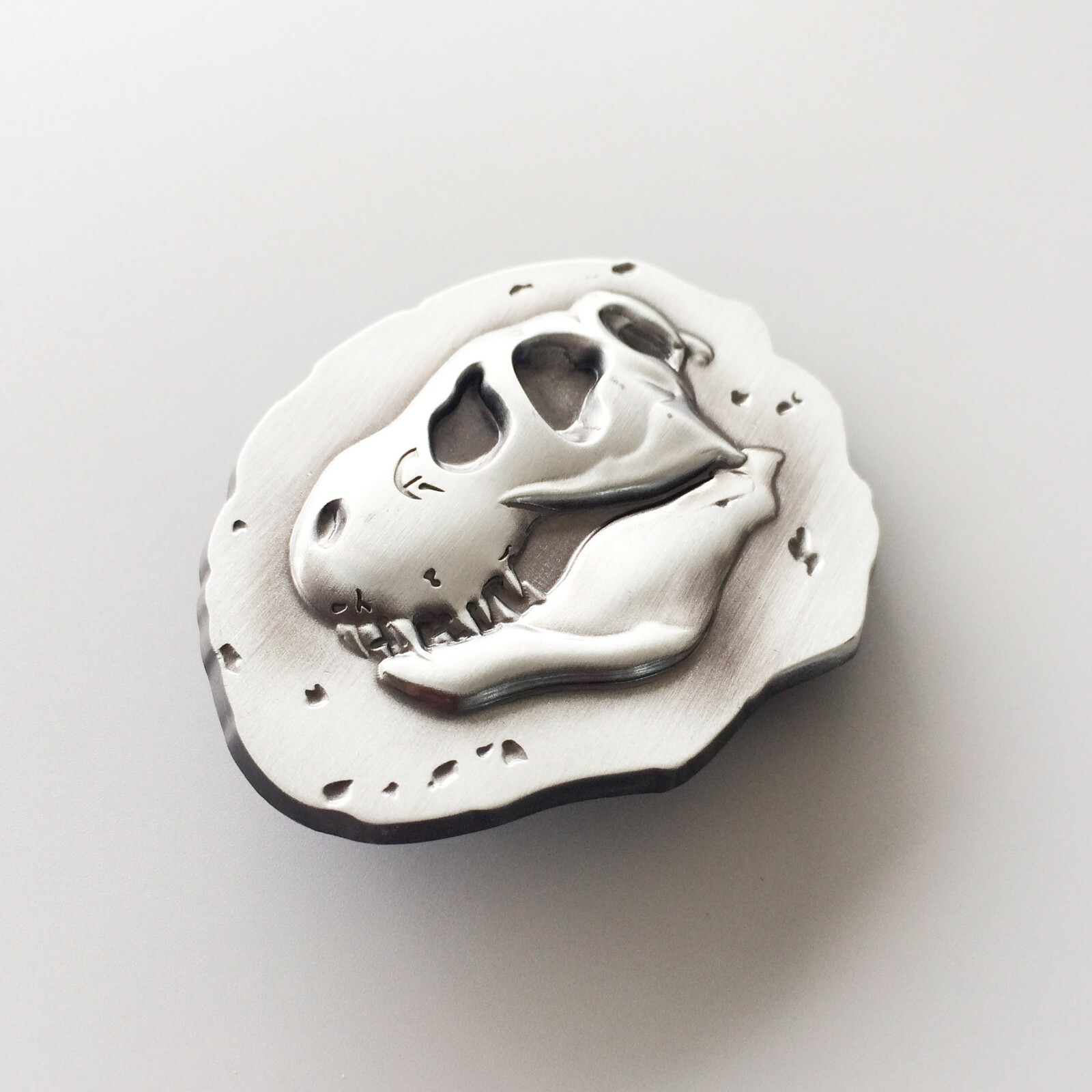 Antique Brushed Silver Dinosaur Bone Fossil Belt Buckle also Stock in the US