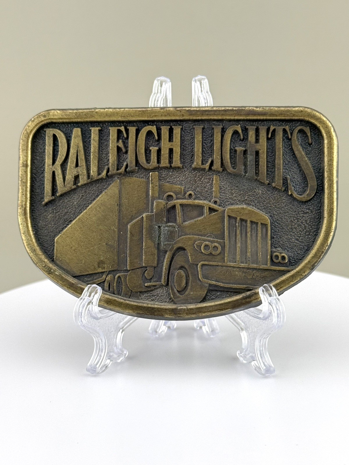Raleigh Lights Trucker Belt Buckle Semi Truck Big Rig Hauler Transport