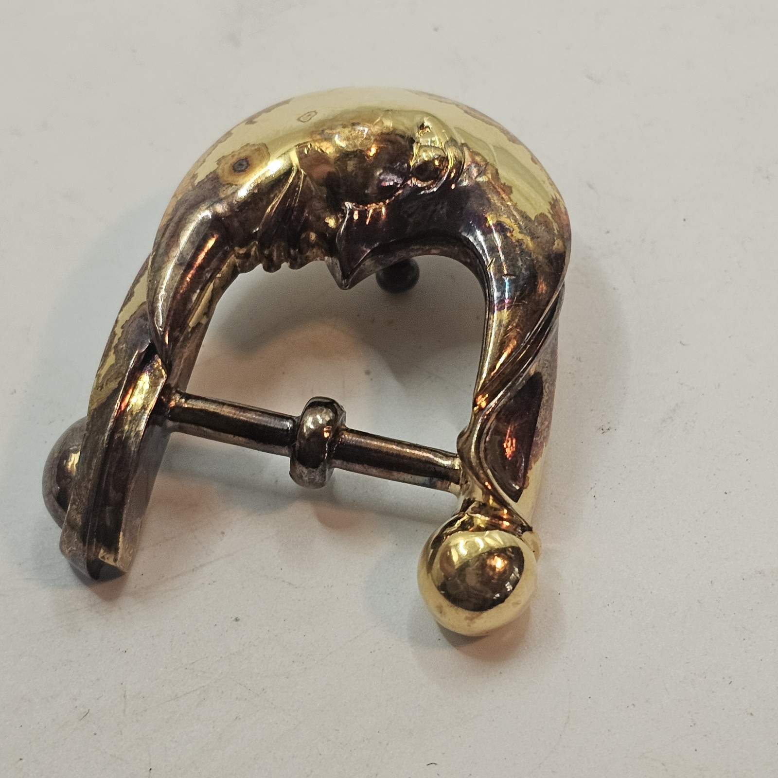 Barry Kieselstein Cord Sterling 925 Gold Vermeil Half Moon Face Buckle Vintage