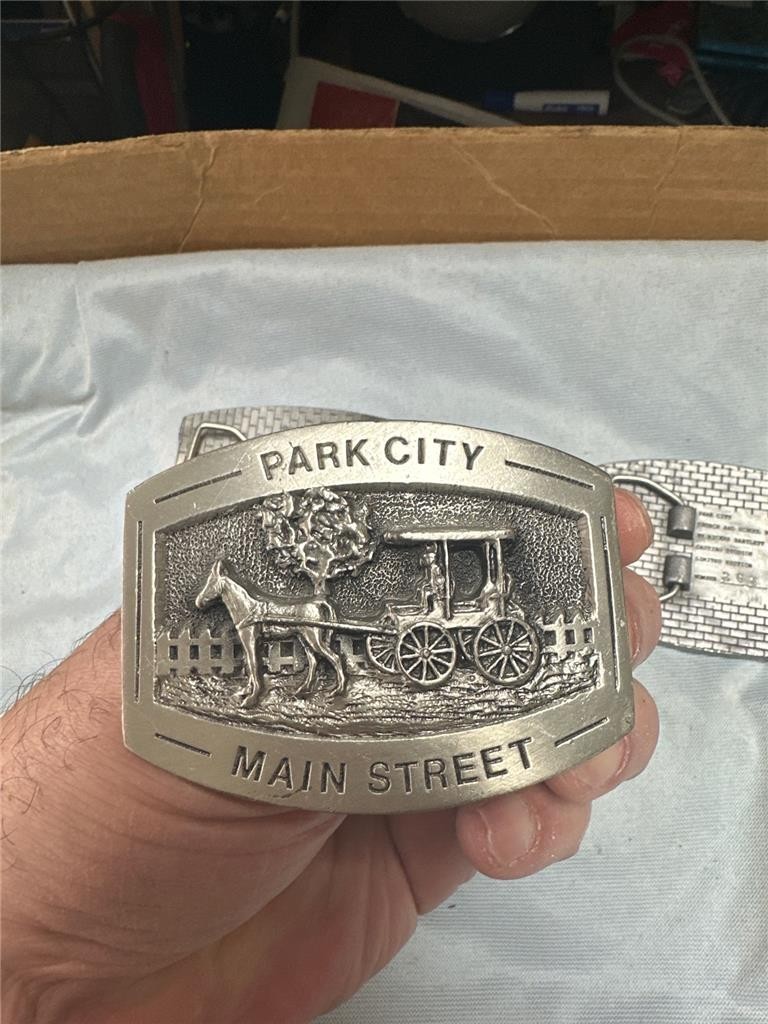Vintage Park City Belt Buckle Lot of 3 Buckles – Carousel, Main St., Church