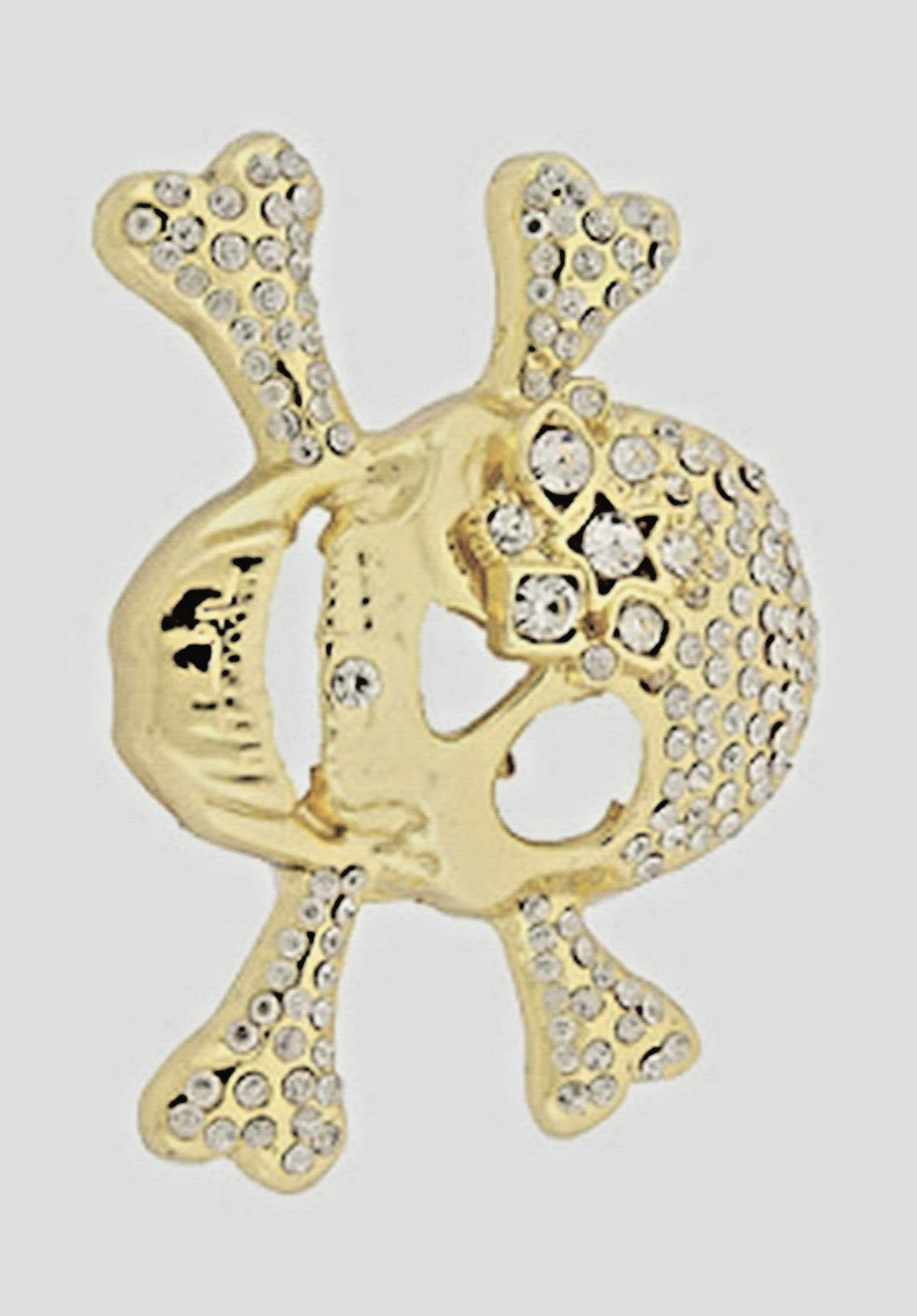 Skull Belt Buckle Crossbones Skeleton Gold Metal Bling Halloween Pirate Costume