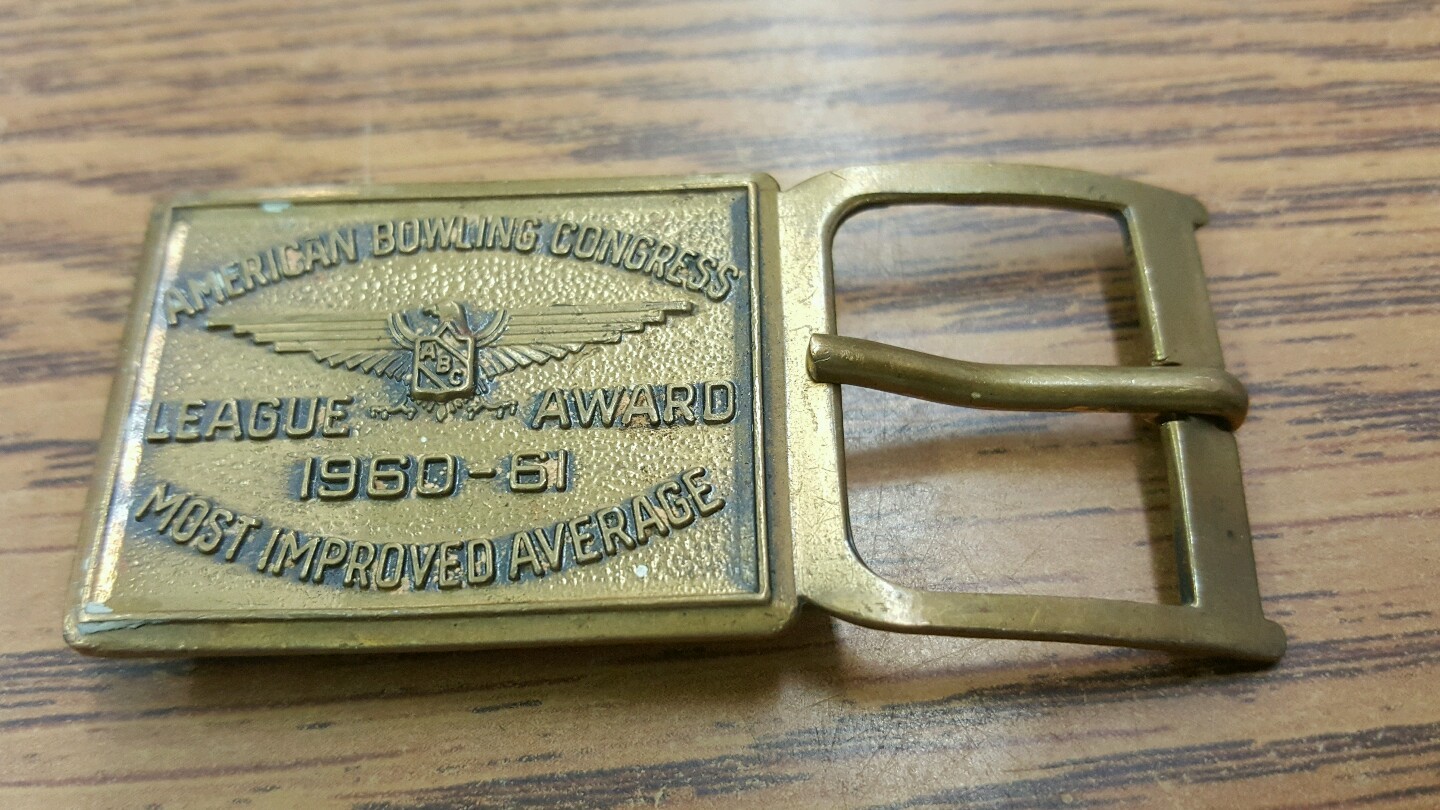 14Bf Vtg 1961 Usa Bowling Congress League Award Belt Buckle Most Improved Aver