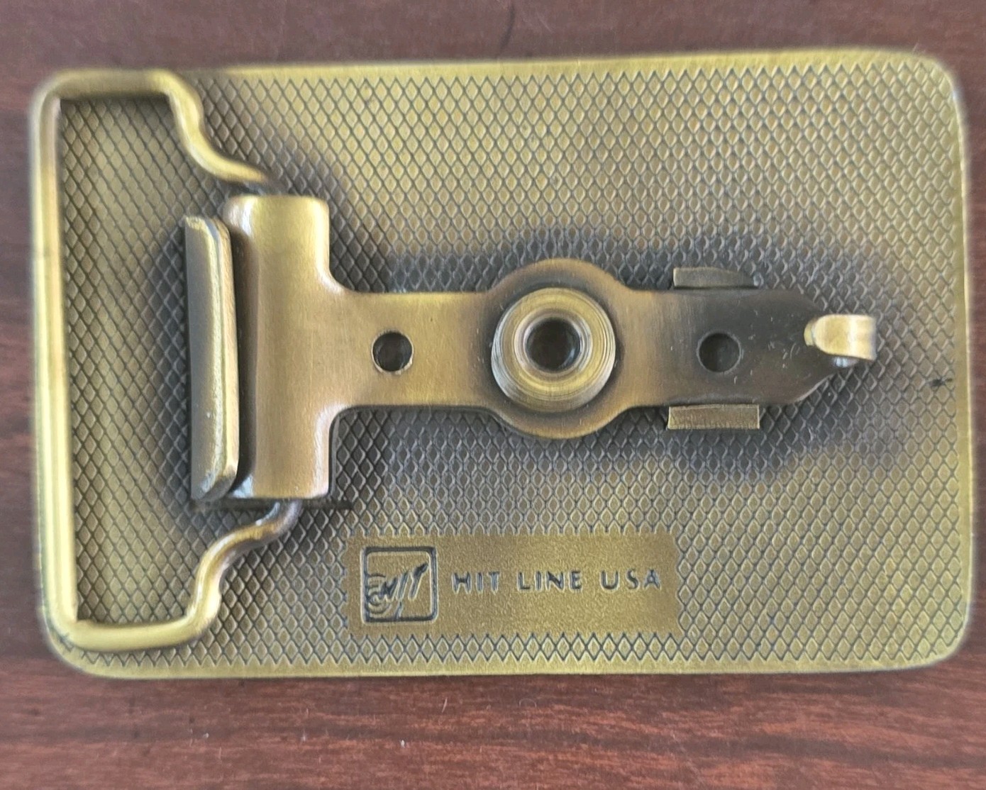Hit Line USA Gold Metal Brass Tone Clamp Closure Belt Buckle for Men Vintage
