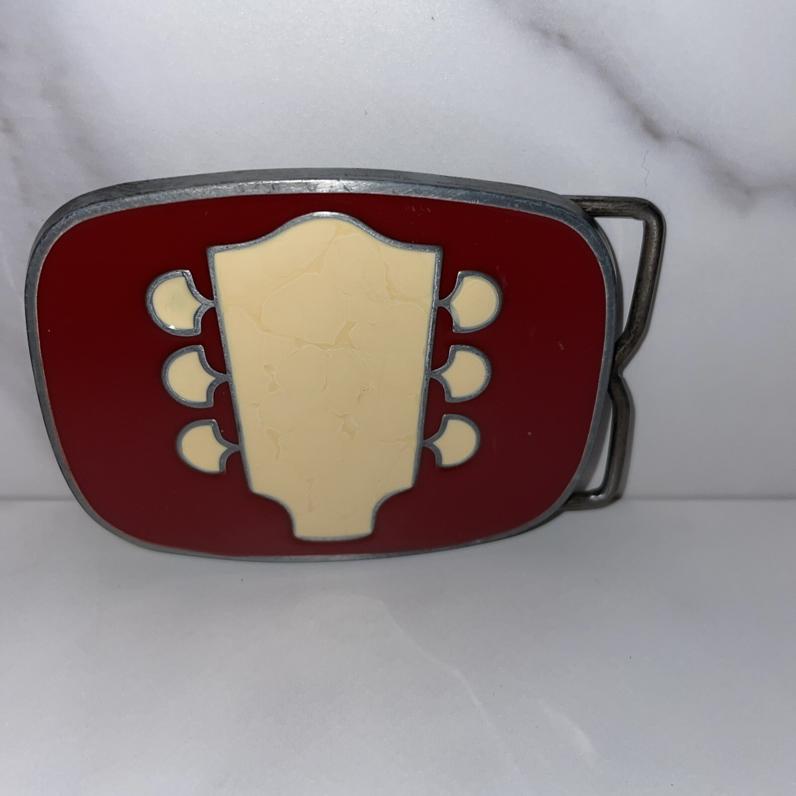 Vtg The Nashville Network TNN Guitar Logo Belt Buckle