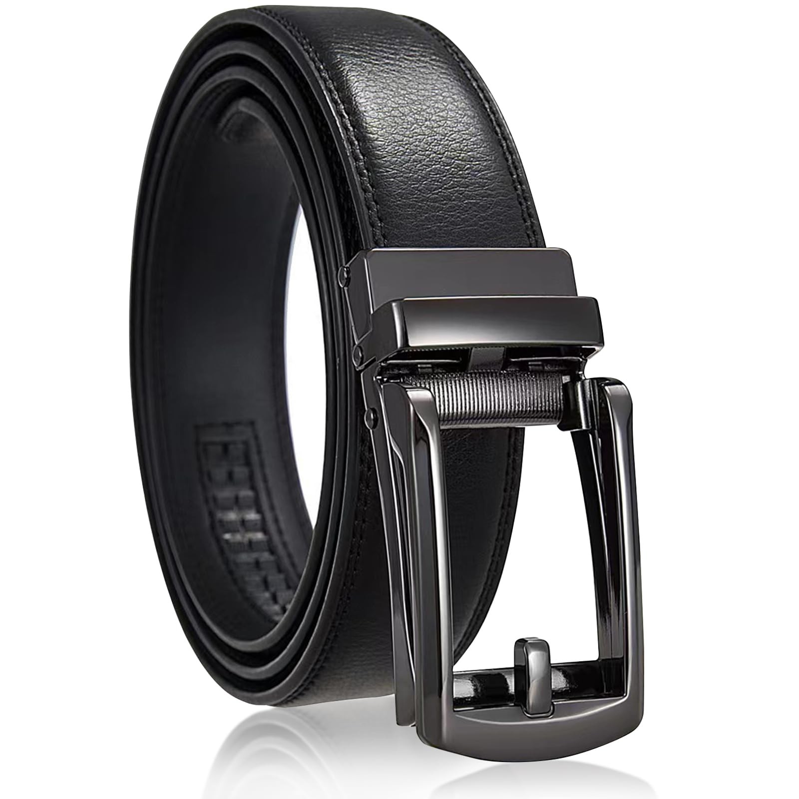 Tienyuu Men&rsquo;s Leather Dress Belt – Ratchet with Comfort One Size, Black