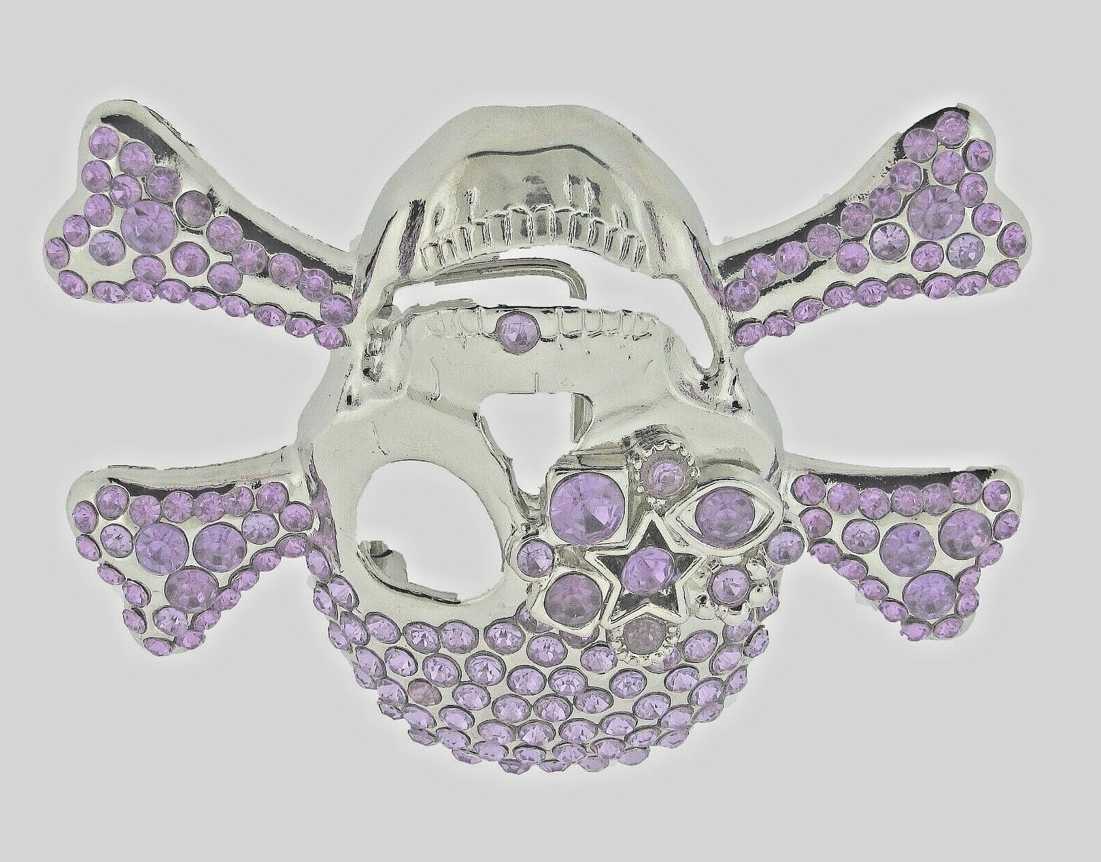 Skull Belt Buckles Crossbones Halloween Pirate Costume Bling Purple Rhinestones
