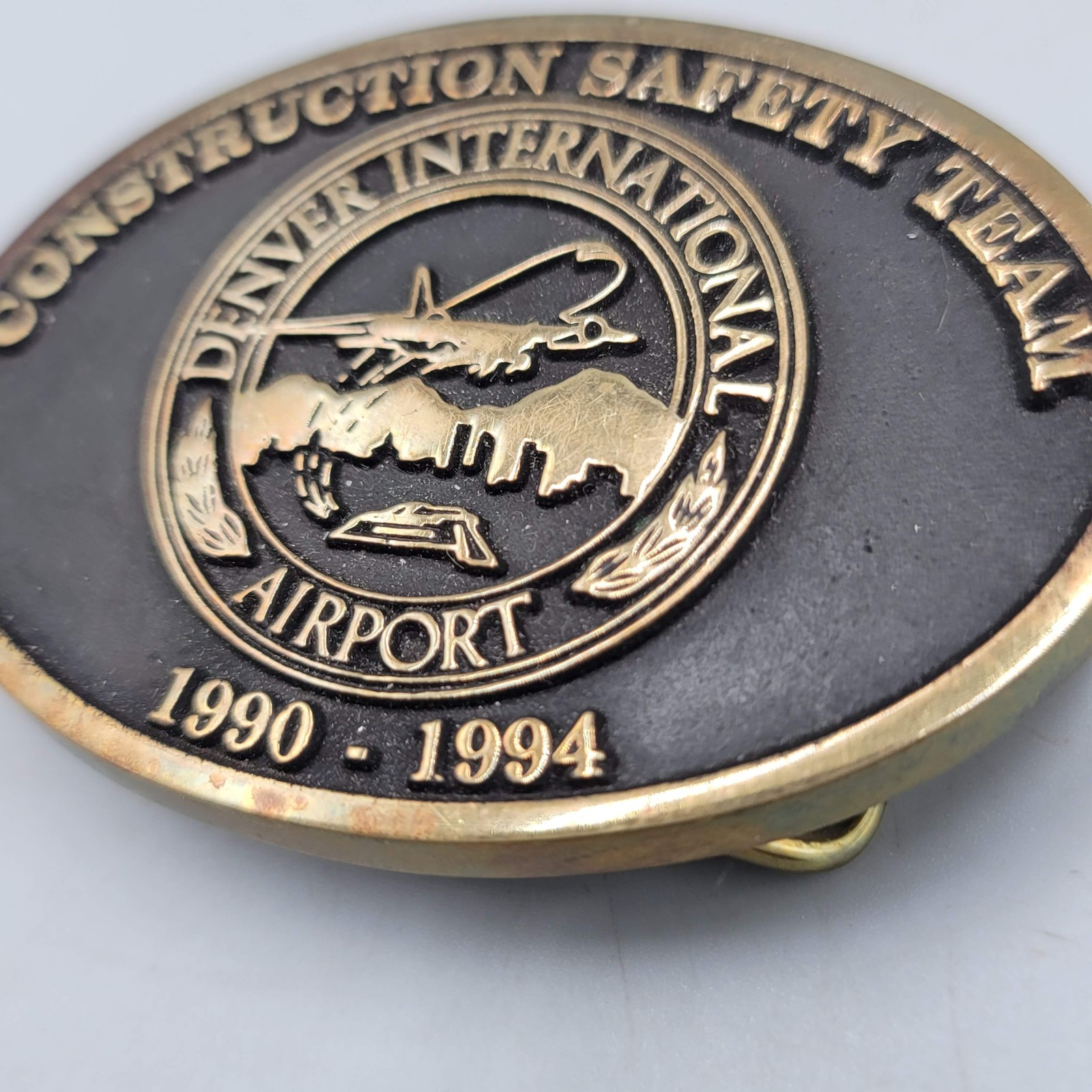 Vintage Belt Buckle Mens Denver Airport Construction 1990-1994 Conspiracy