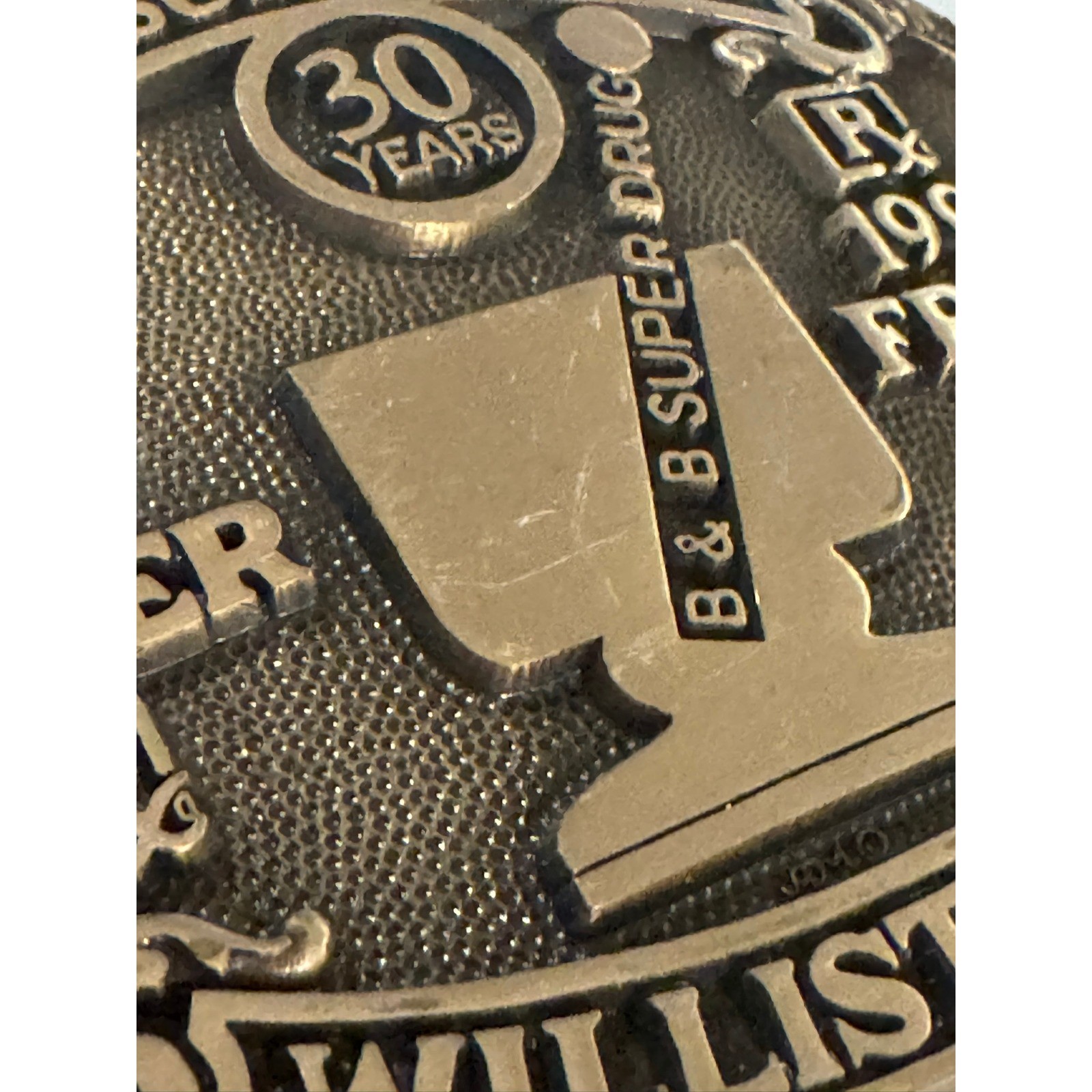Vintage B&B Super Drug 30 Years Williston ND Belt Buckle 1967-1997 Pharmacy