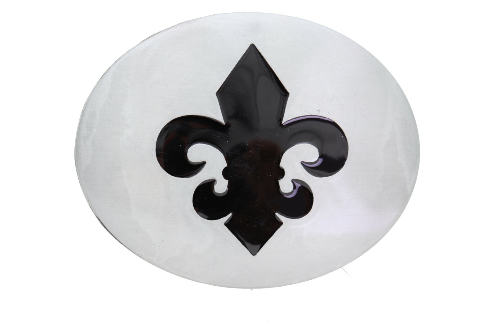 Men Women Casual Belt Buckle Silver Metal Western Biker Oval Shape Fleur De Lis