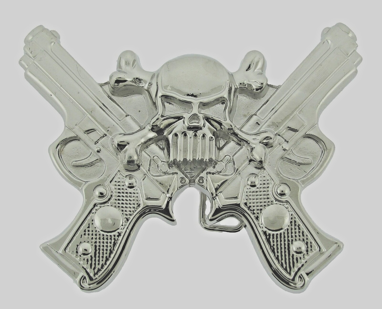 Skull Belt Buckles Gun Silver Metal Emblem Vintage Pirate Men Women Goth Tattoo