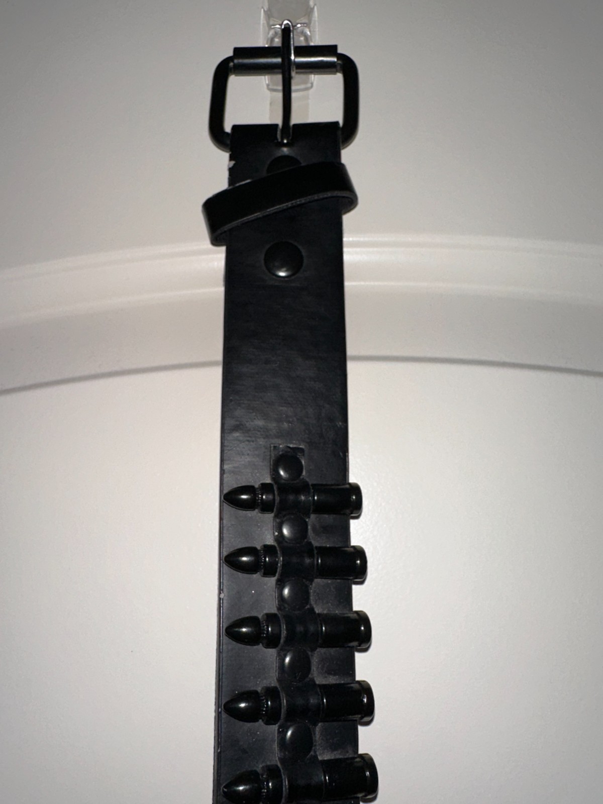 Vintage Style Heavy Metal Bullet Belt with Buckle – Real Leather – 41.5 Inch