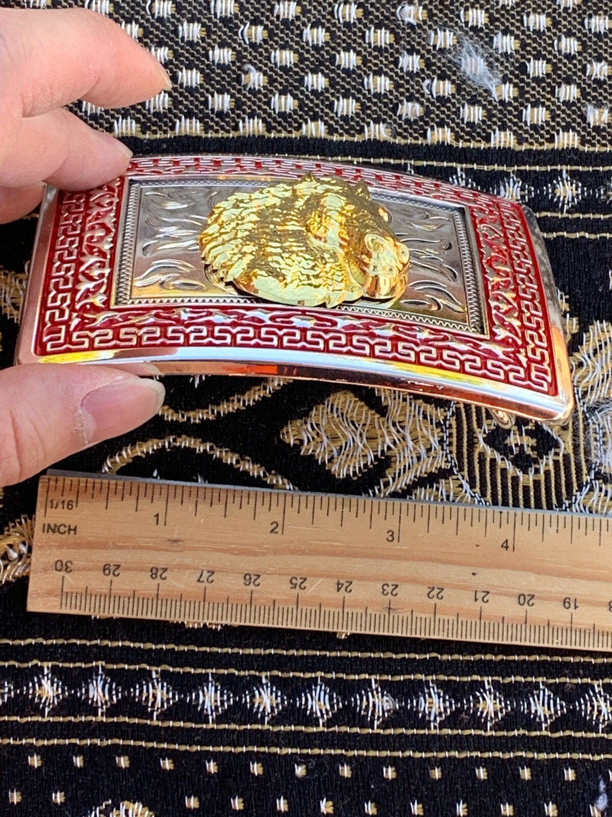 Western Buckle Gold Silver Red Horse Head Cowboy Buckle 2 » Hebilla Vaquero