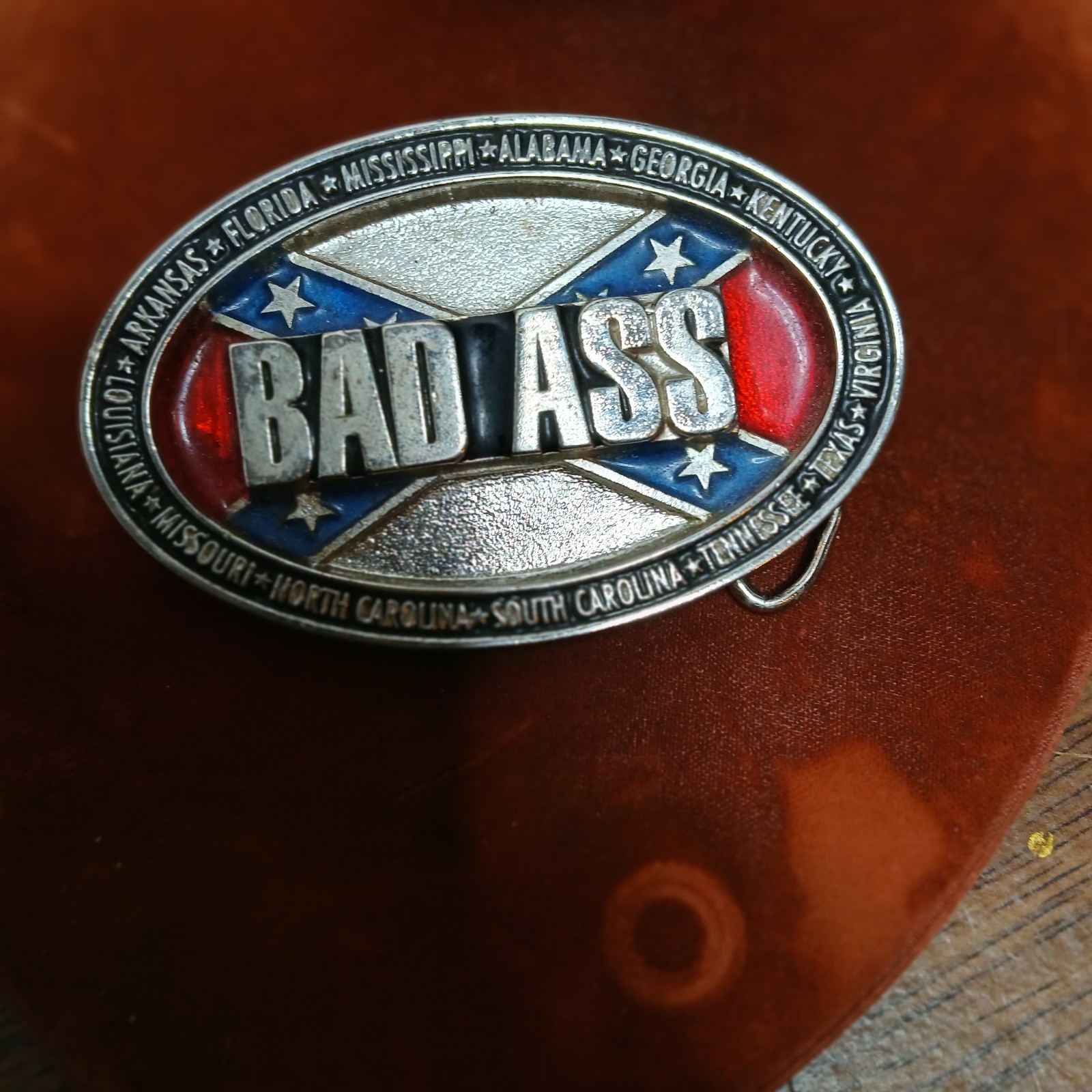 Vintage Motorcycle Gand Red White & Blue Belt Buckle Looks Great 👍 B24