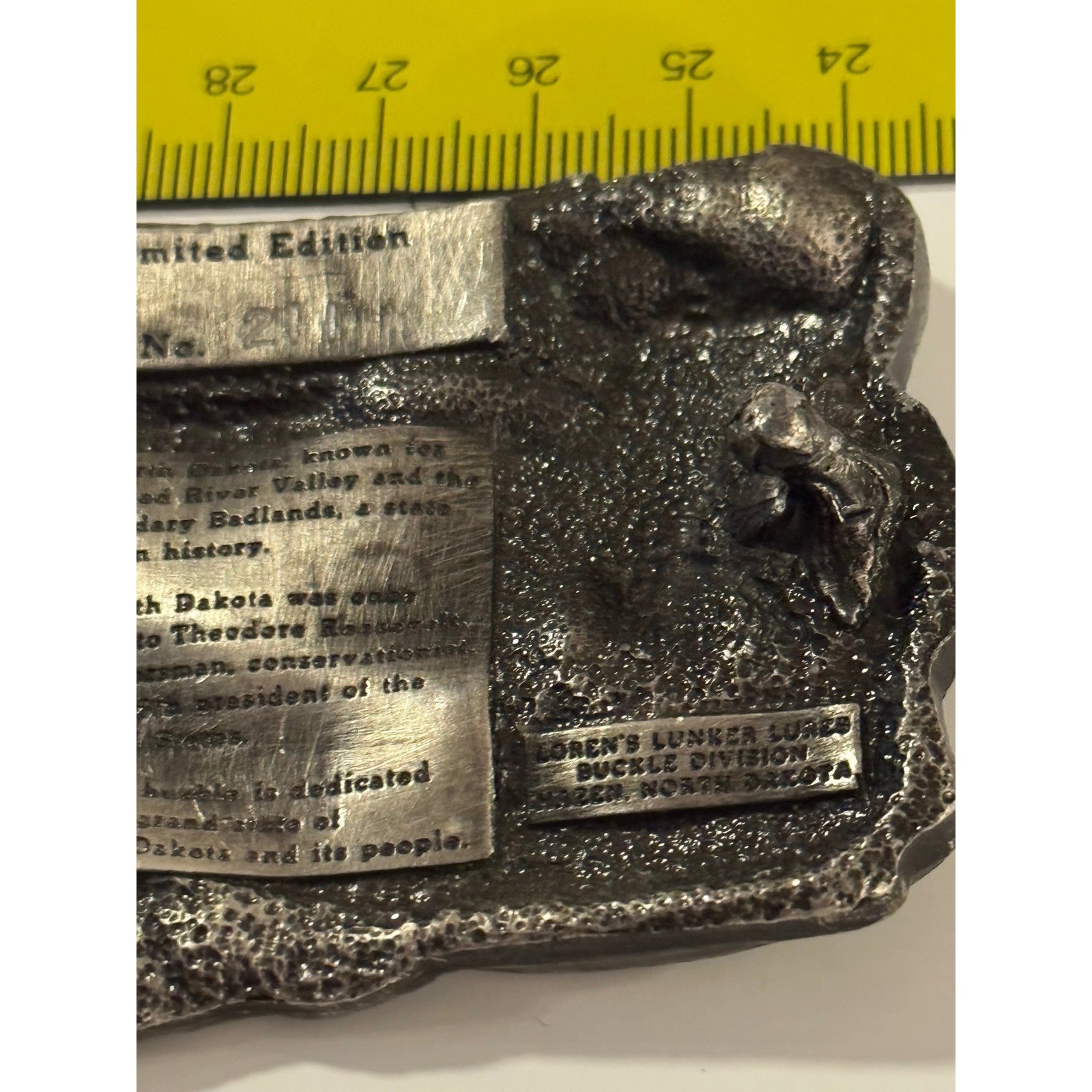 Vintage North Dakota Limited Edition Belt Buckle Native American Bison Western