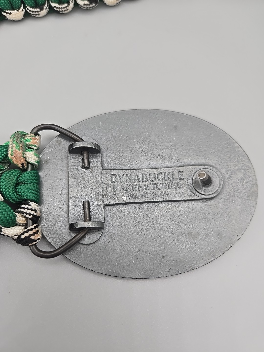 Dyna buckle belt Geronimo silver and black Paracord belt green 39 inches