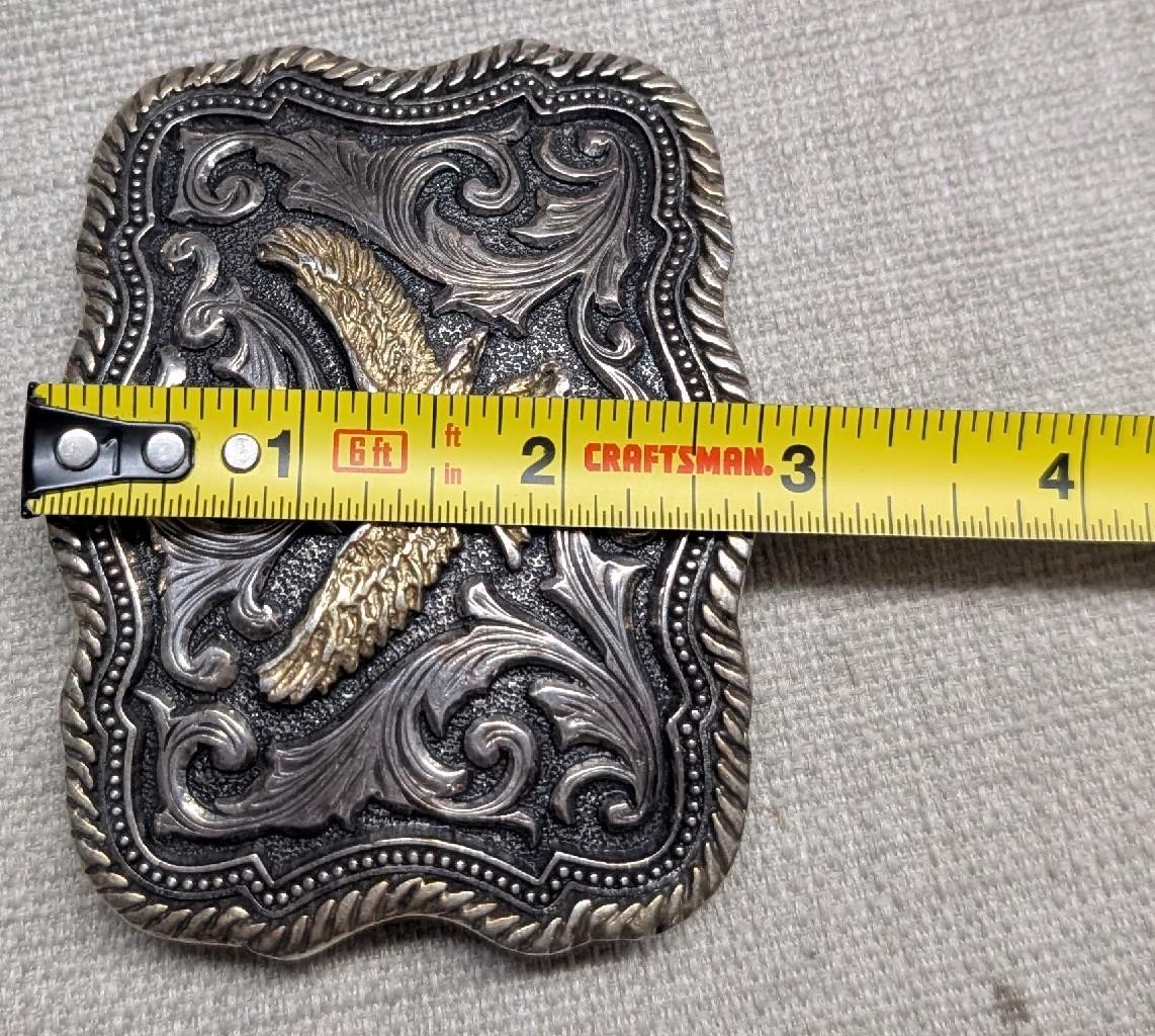 MONTANA SILVERSMITHS belt buckle EAGLE gold silver WESTERN cowboy sterling?