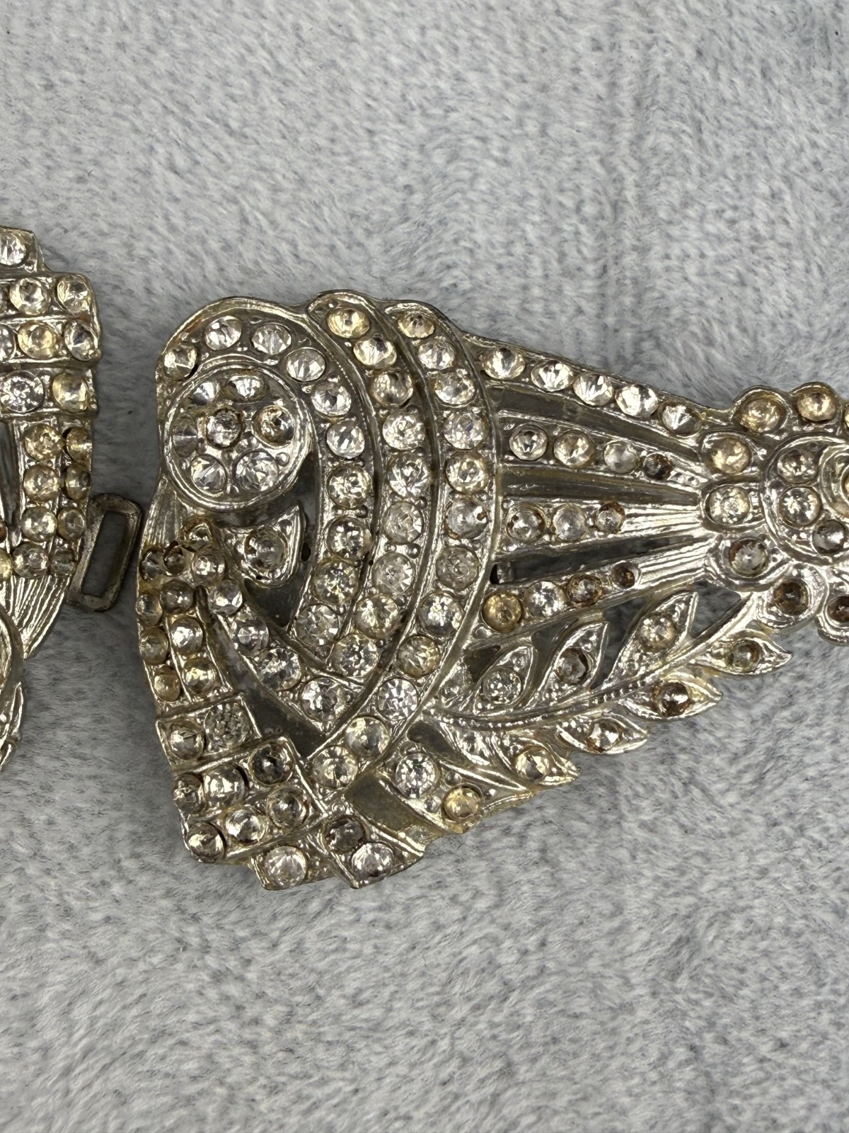 Vintage Rhinestone Buckle Lot Silver Tone Signed READ