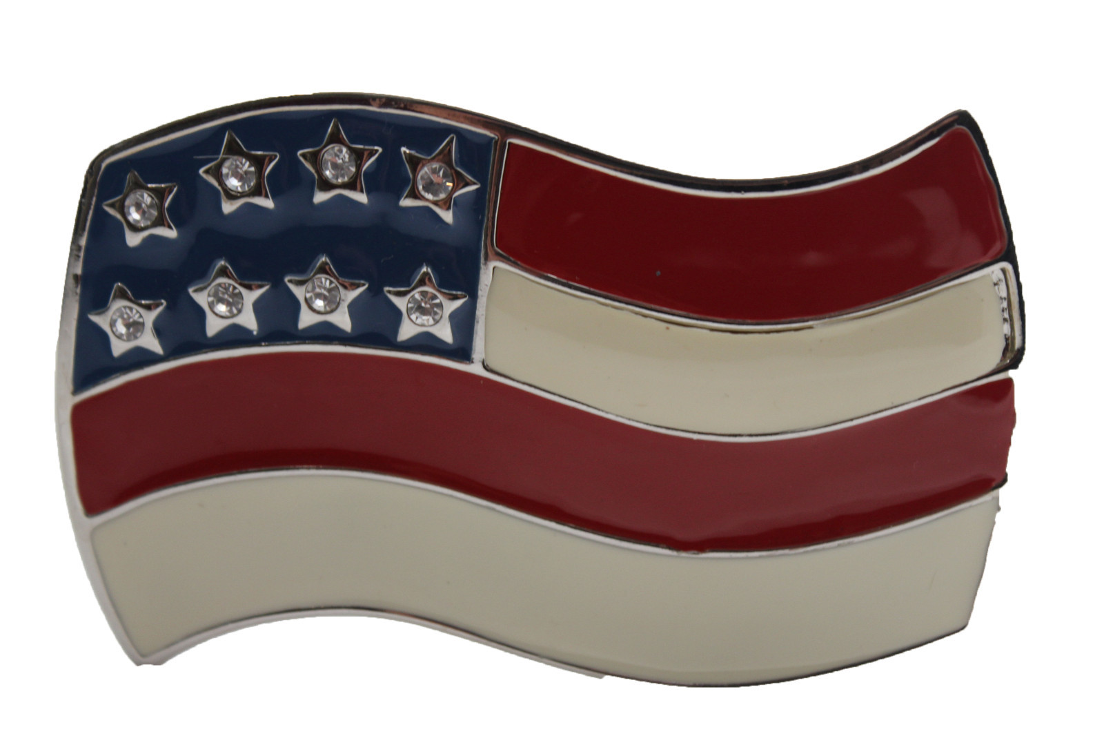 NEW Men Women Silver Metal Western 4th July Belt Buckle USA Flag United States