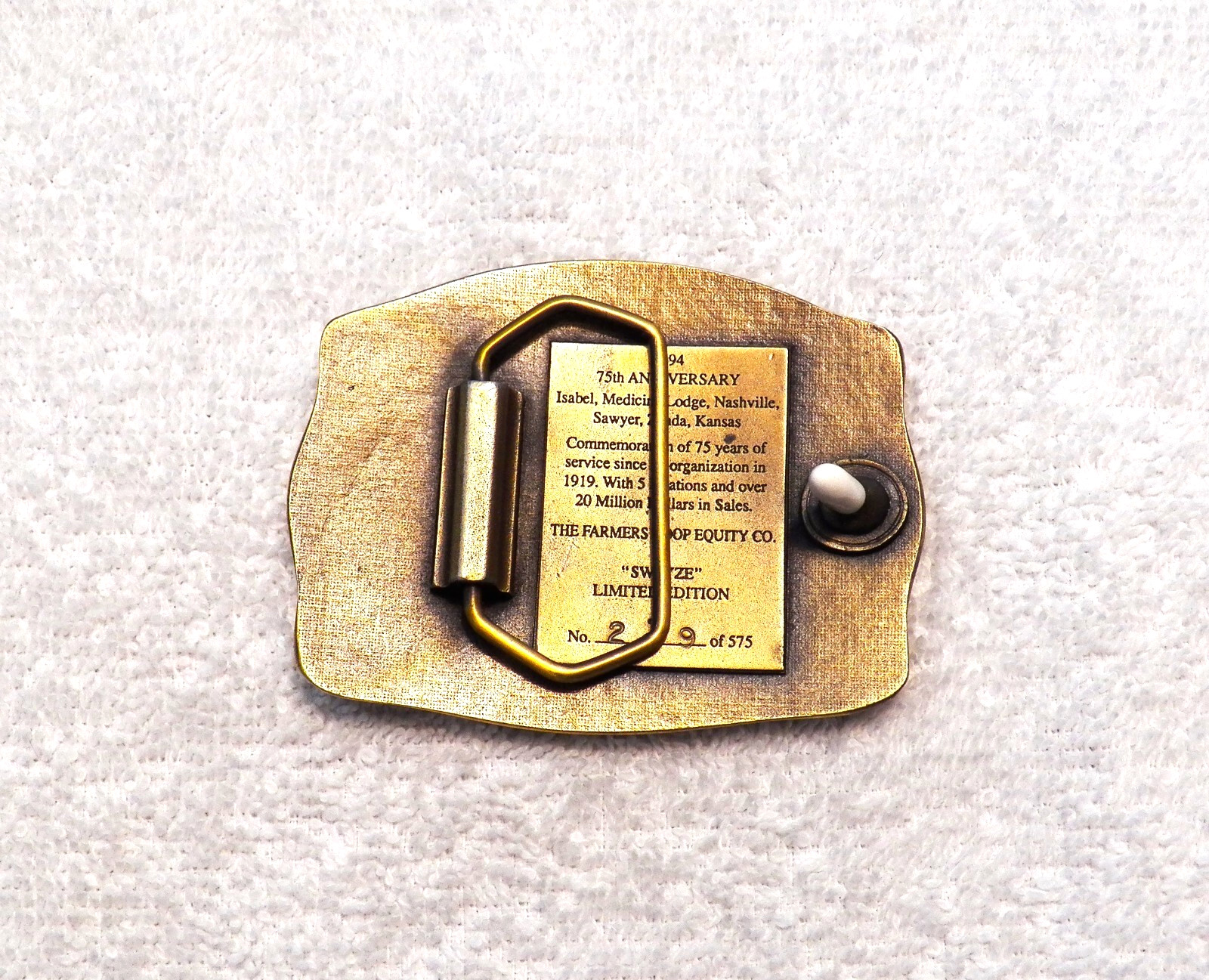 CLASSIC BELT BUCKLE 1991 FARMERS COOP EQUITY CO « SWAZEY » LMT ED #201 OF 700 BB17