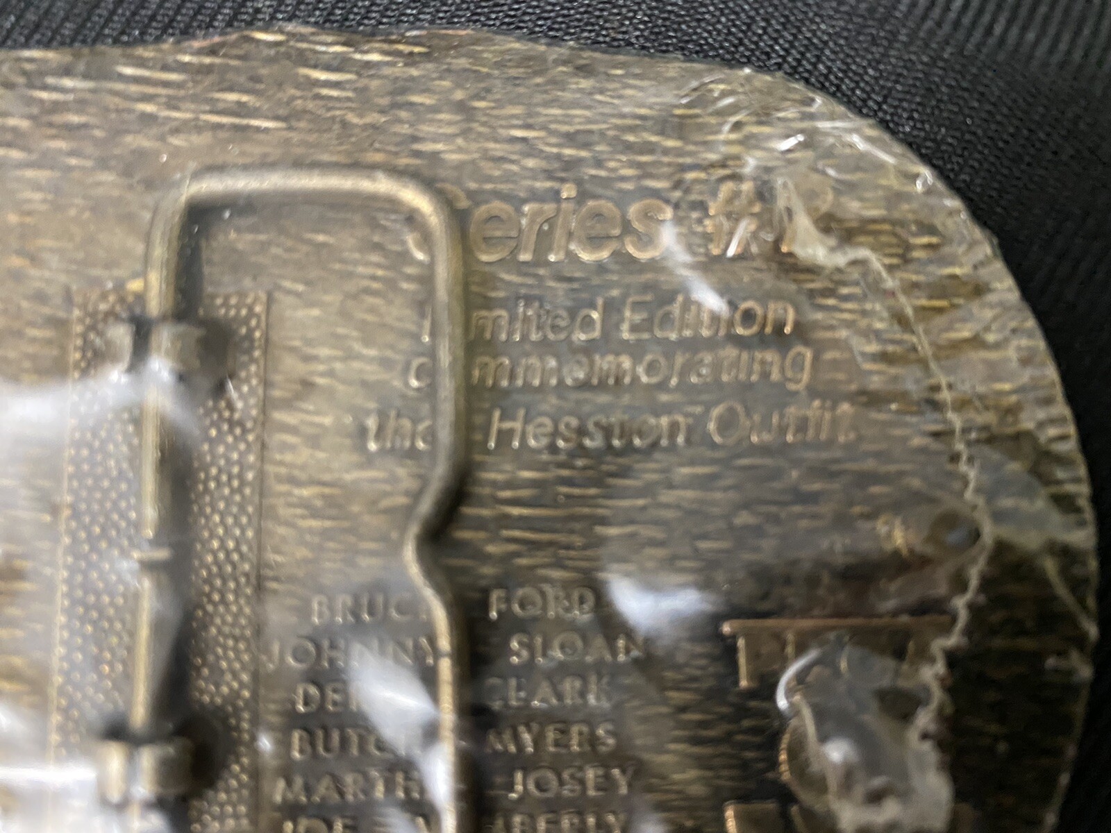Hesston Belt Buckle 1986 3 3/4” Adult Size Brass Tournament Rodeo *New & Sealed*