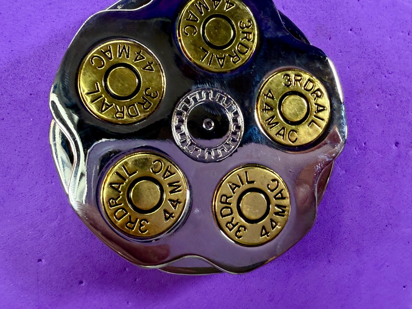 3RDRAIL Magnum 44 Revolver Gun Shell Bullet Moving Collectors Belt Buckle