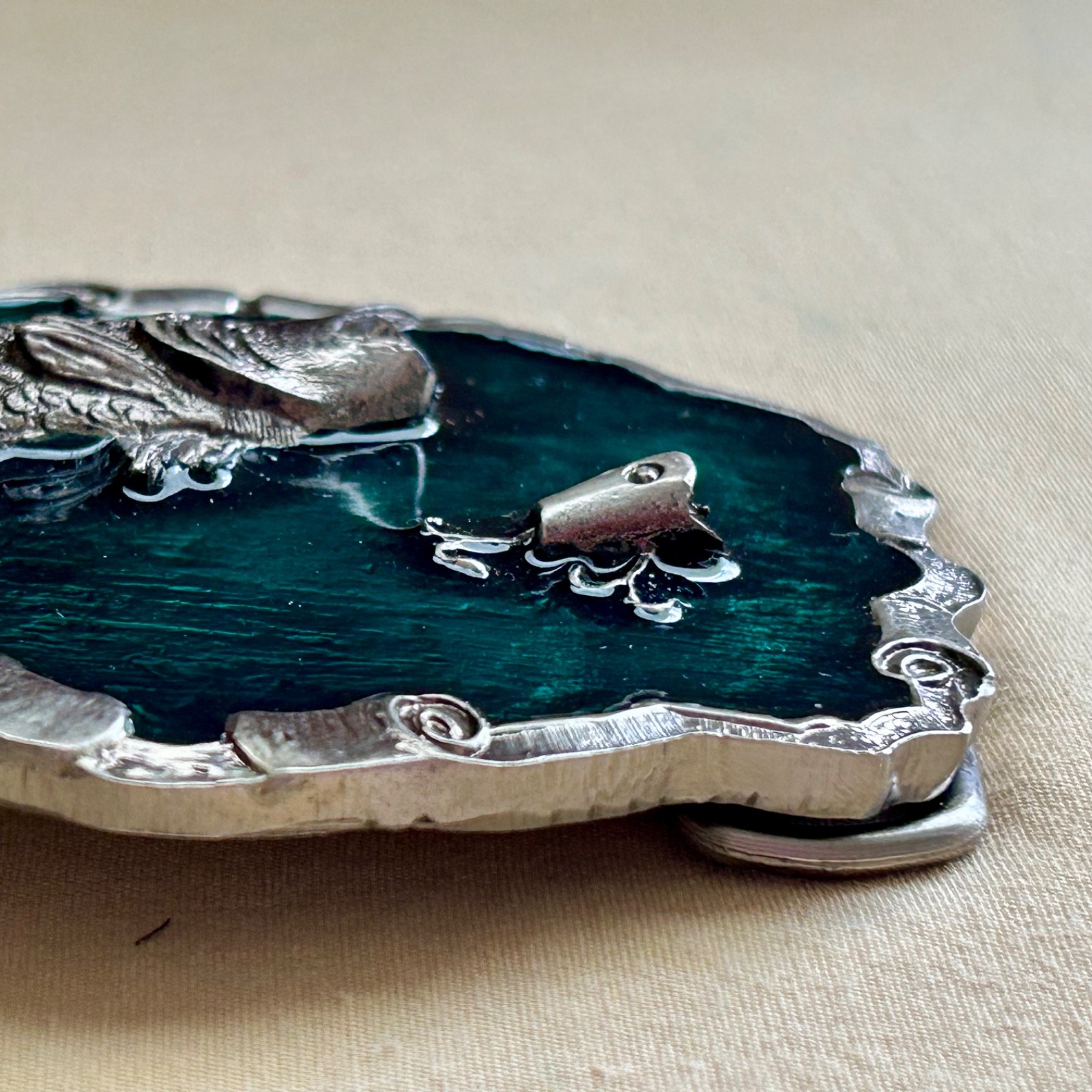 Fish Belt Buckle Green Enamel Metal Largemouth Bass and Lure 2007