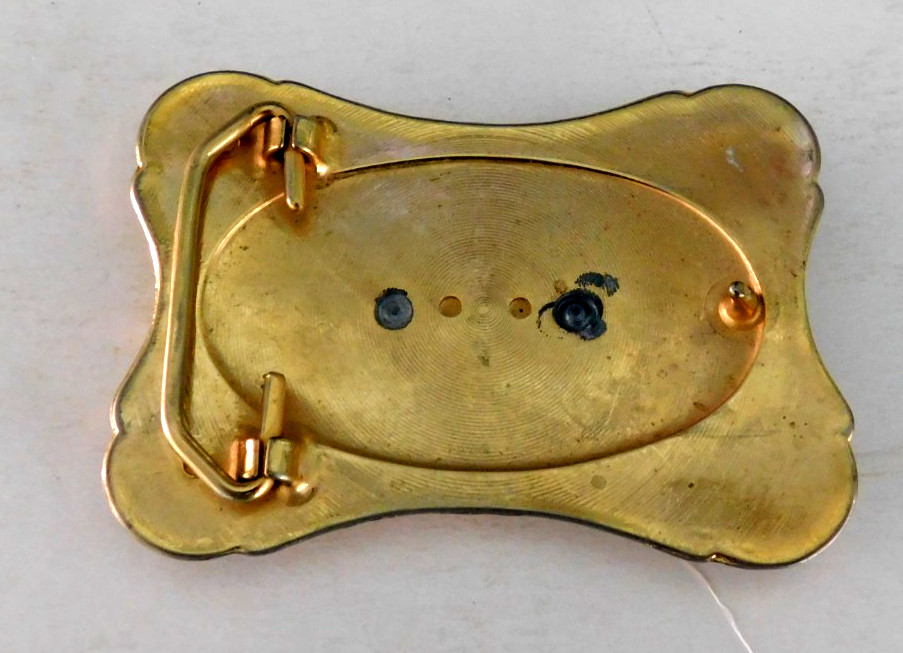 Western belt buckle, bullrider, geat shape, 1990&rsquo;s era, gold color