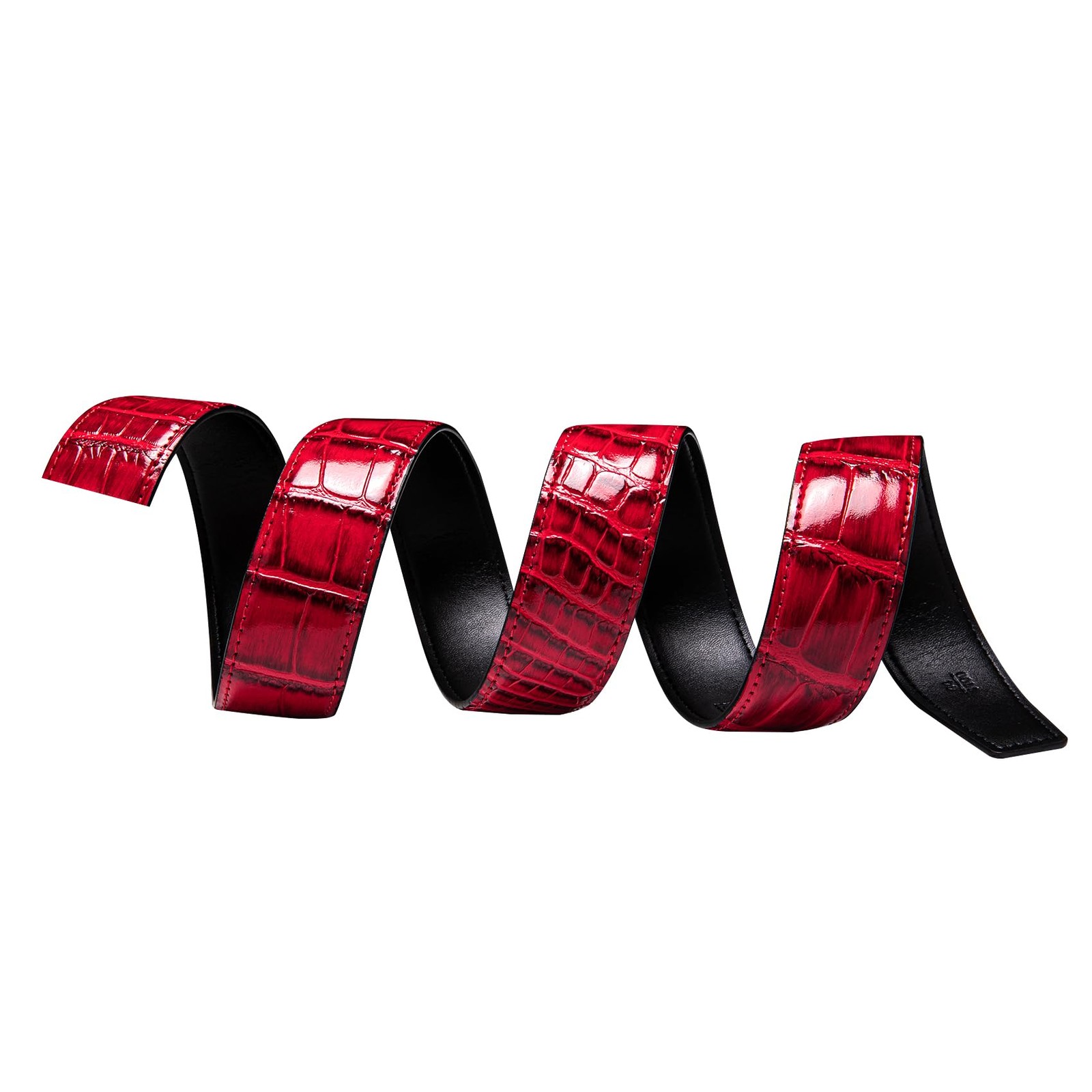 Barry.Wang Mens Belt Leather Ratchet belt size 43&Prime; (110cm), Red
