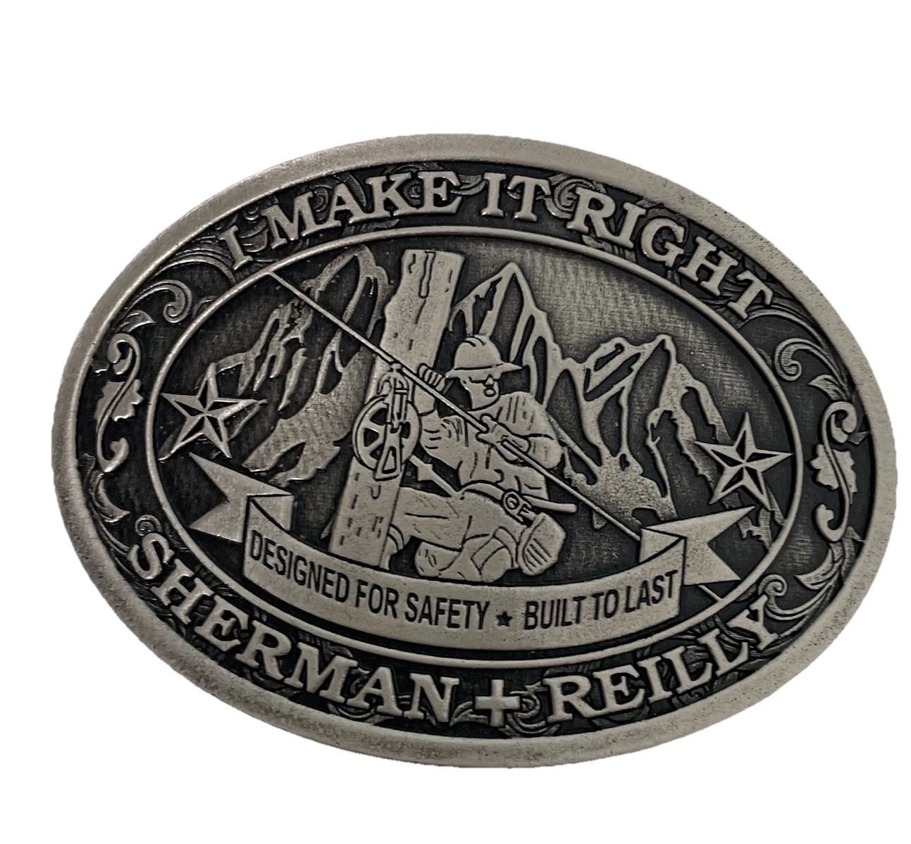 Sherman Reilly Lineman Belt Buckle I Make It Right Utility Worker Safety