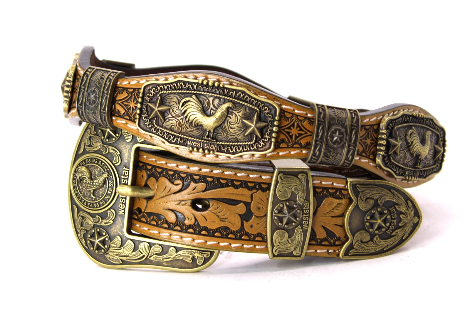 Western Buckle Set 3 Piece Rooster Buckle Star Buckle Hebilla Vaquero Gallo 1.5