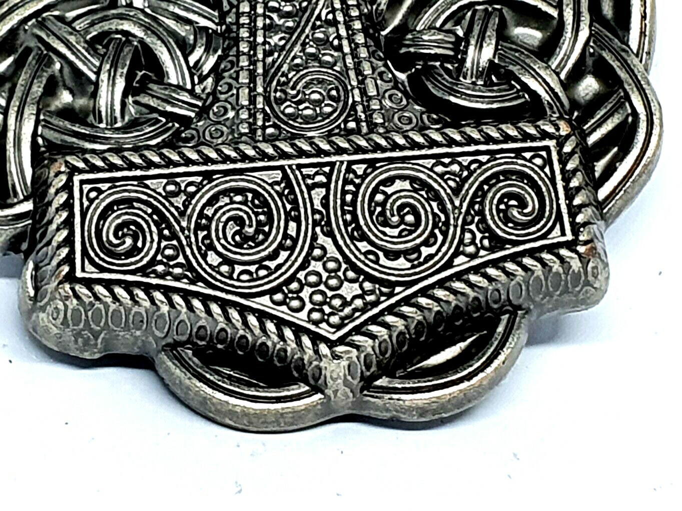 Thor&rsquo;s Hammer Belt Buckle Viking Celtic Raven Skane Metal Pewter Buckle Only
